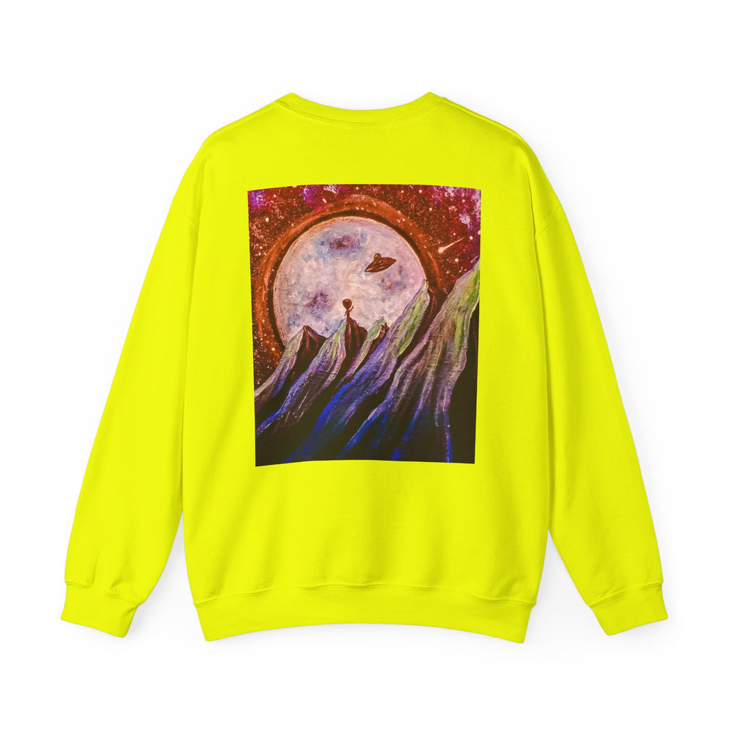Cosmic Adventure Crewneck Sweatshirt - Unisex Heavy Blend, Galaxy Art, Starry Night Fashion, Space Lover Gift, Cozy Casual Wear