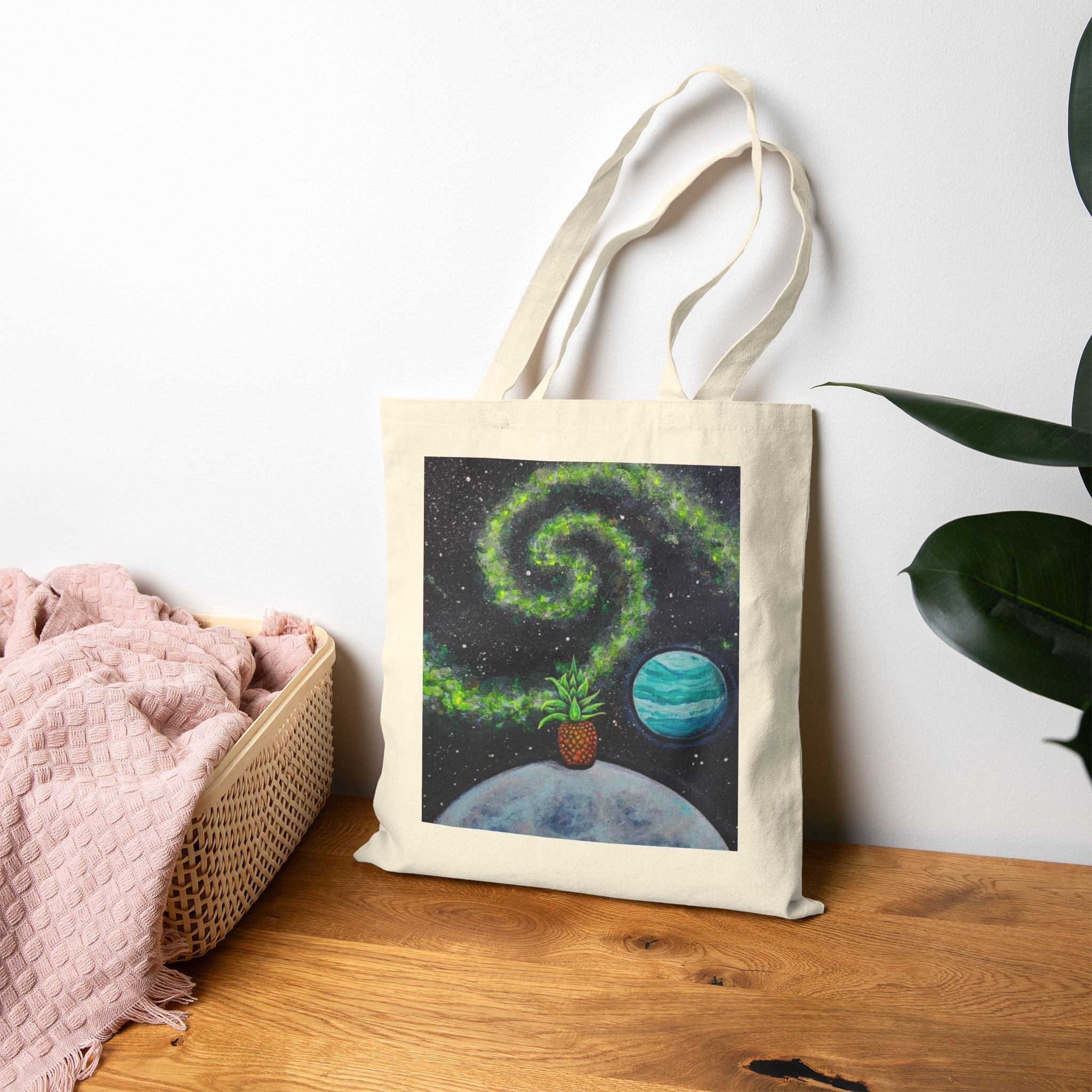 Tote Bag — Cosmic Plant Spiral Illustration Canvas Tote