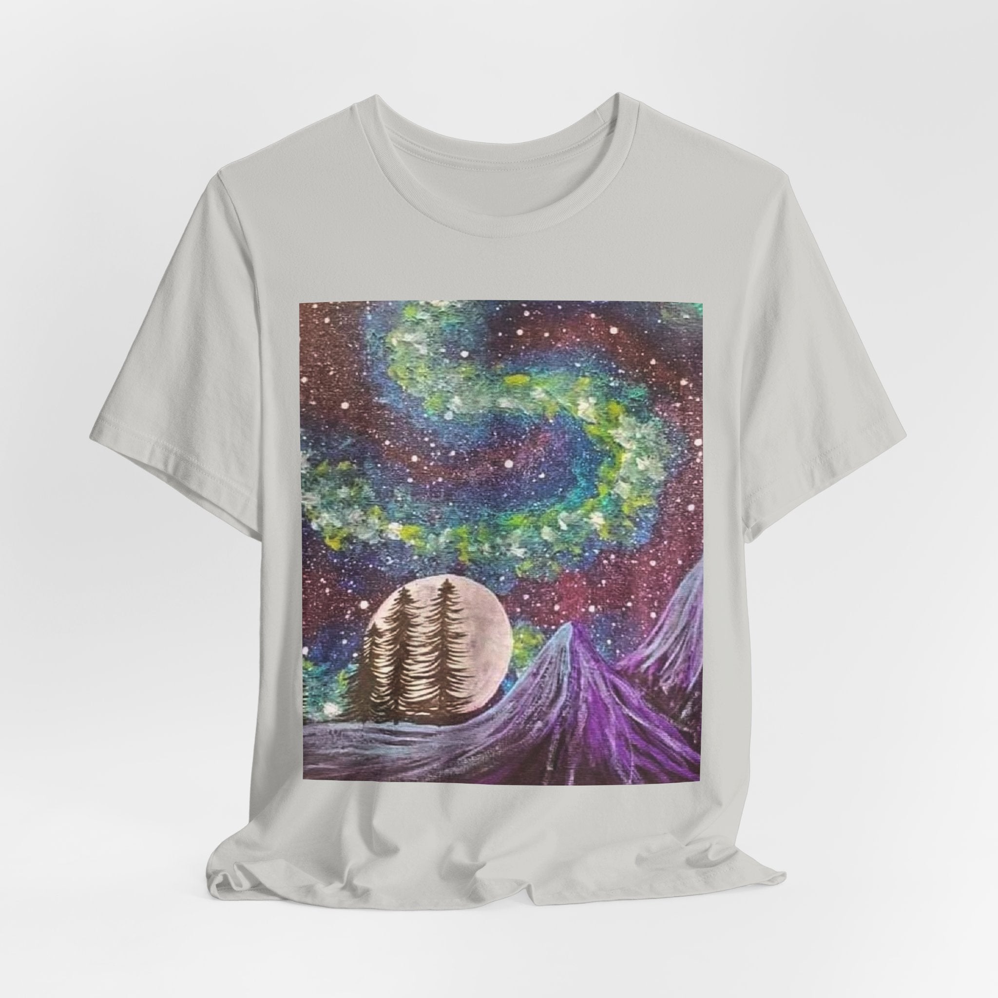 Galactic Landscape Tee, Cosmic Art T-Shirt, Unisex Graphic Shirt, Nature Lover Gift, Starry Night Top