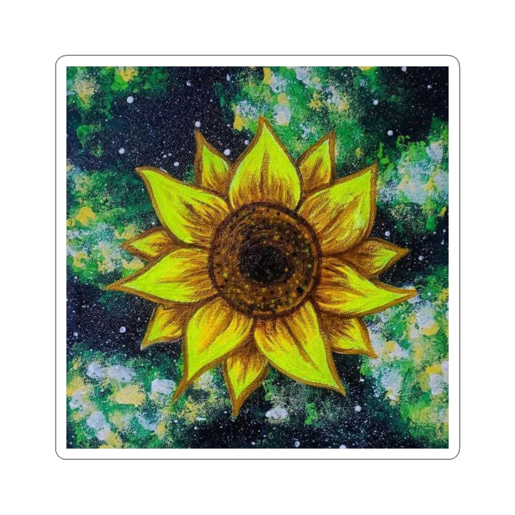 Sunflower Kiss-Cut Sticker — Bright Floral Laptop Decal