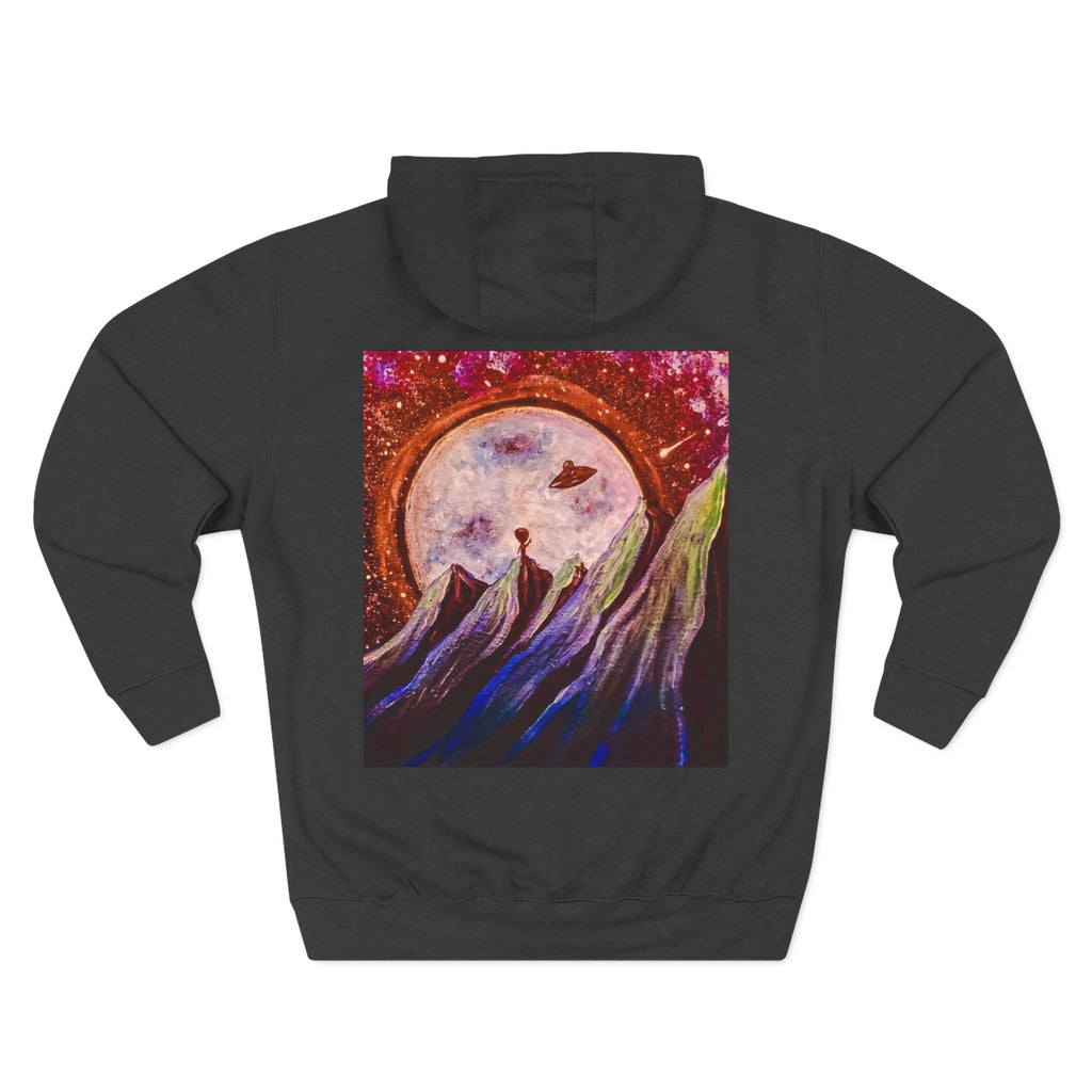 Moonlit Mountain Hoodie — Surreal Nightscape Art Fleece Hoodie