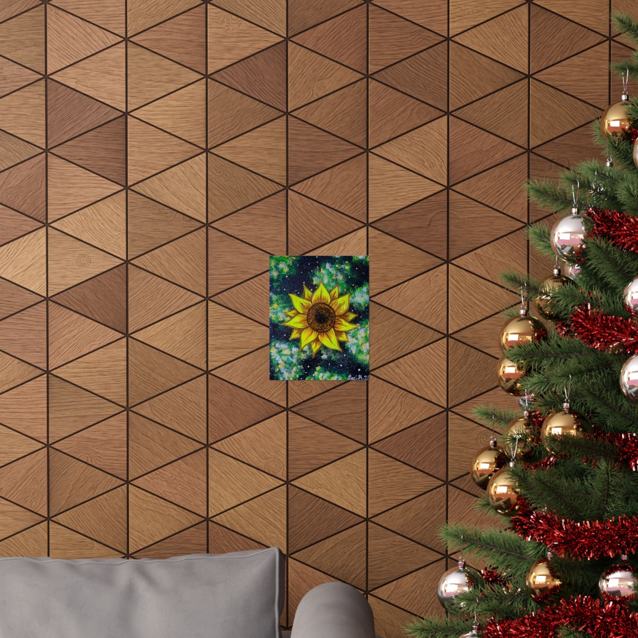 Sunflower Galaxy Poster — Matte Vertical Botanical Wall Art