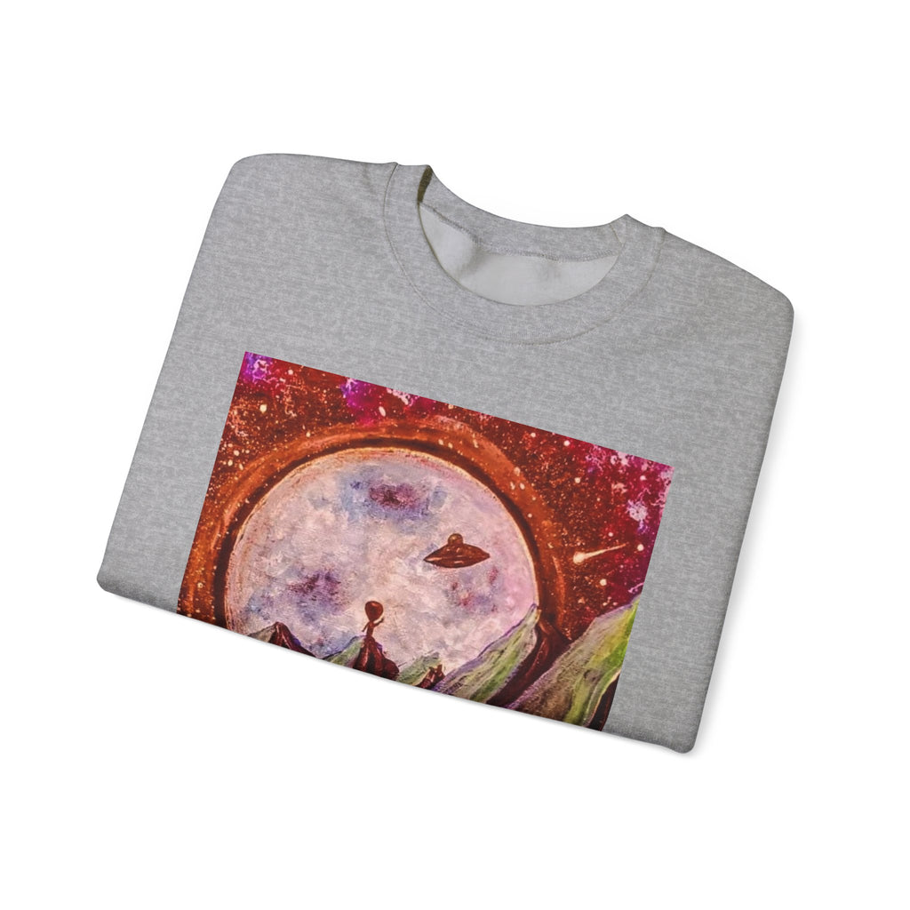 Cosmic Adventure Crewneck Sweatshirt - Unisex Heavy Blend, Galaxy Art, Starry Night Fashion, Space Lover Gift, Cozy Casual Wear