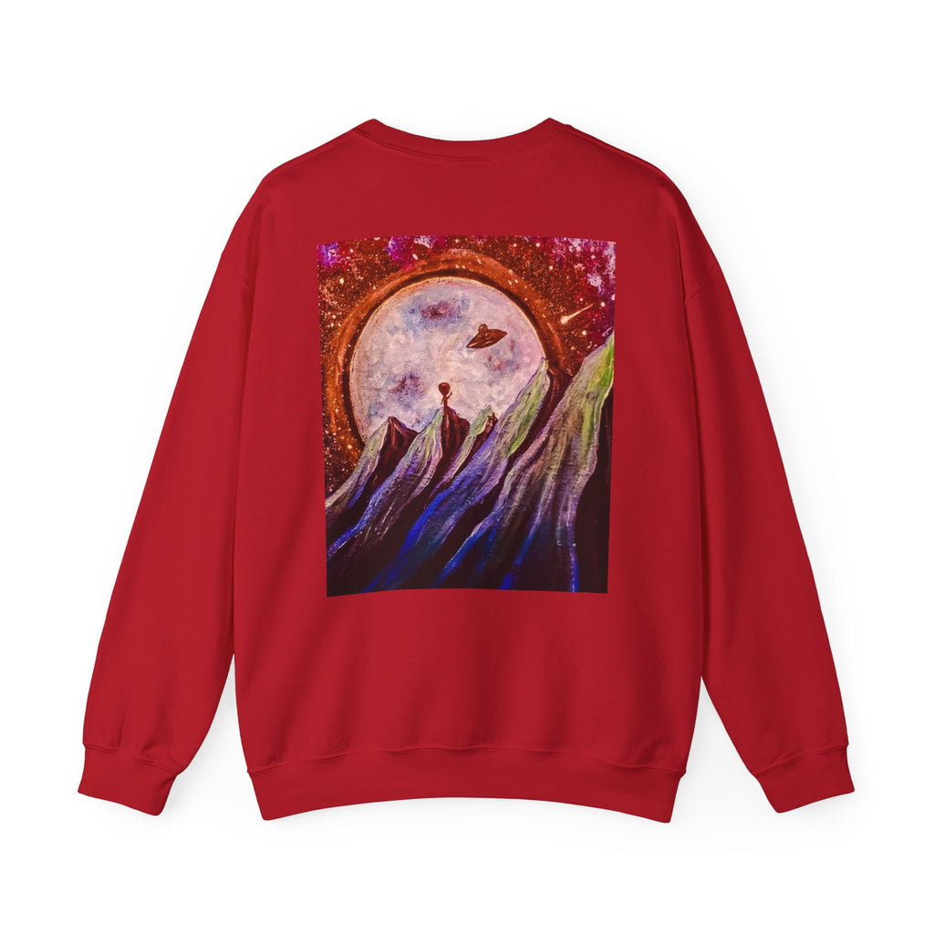Cosmic Adventure Crewneck Sweatshirt - Unisex Heavy Blend, Galaxy Art, Starry Night Fashion, Space Lover Gift, Cozy Casual Wear