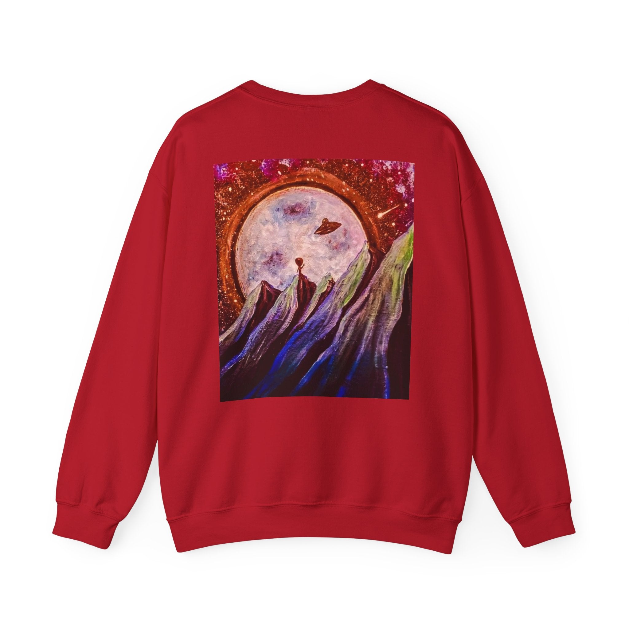 Cosmic Adventure Crewneck Sweatshirt - Unisex Heavy Blend, Galaxy Art, Starry Night Fashion, Space Lover Gift, Cozy Casual Wear