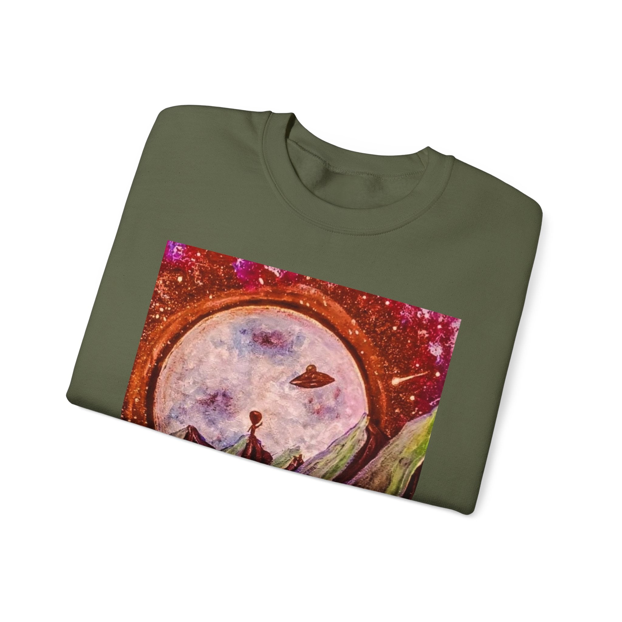 Cosmic Adventure Crewneck Sweatshirt - Unisex Heavy Blend, Galaxy Art, Starry Night Fashion, Space Lover Gift, Cozy Casual Wear