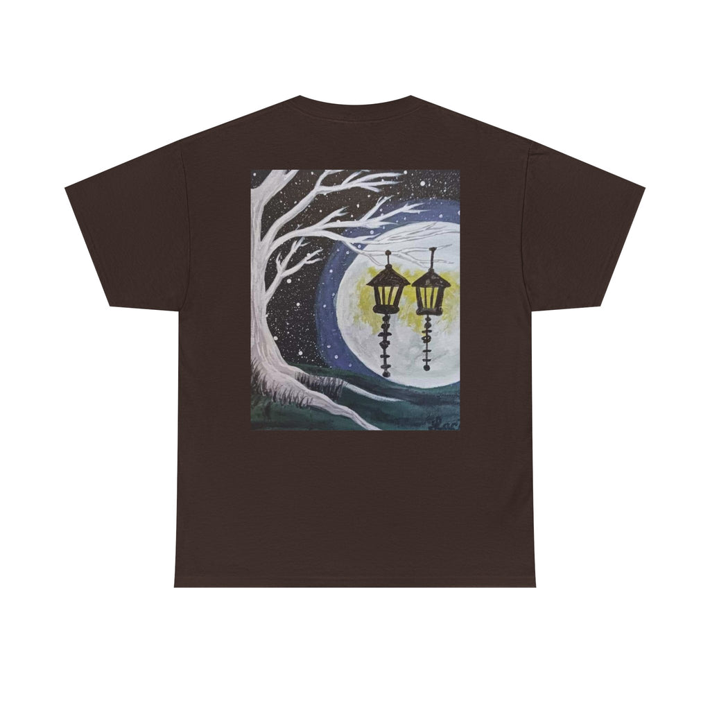 Ethereal Moonlight Tee, Unisex Heavy Cotton Tee, Night Sky Shirt, Nature Lover Apparel, Mystic Tree Top, Gift for Stargazers