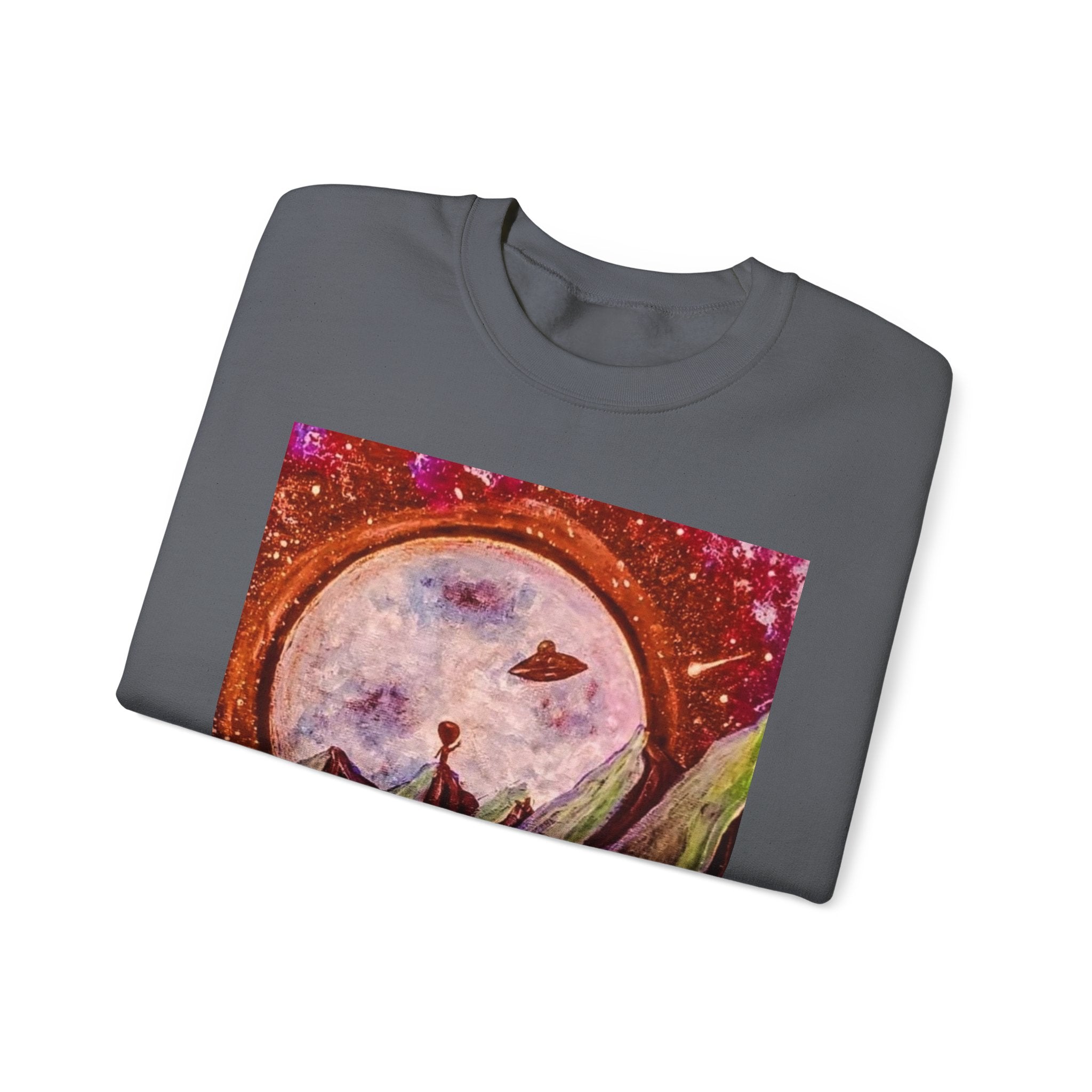 Cosmic Adventure Crewneck Sweatshirt - Unisex Heavy Blend, Galaxy Art, Starry Night Fashion, Space Lover Gift, Cozy Casual Wear