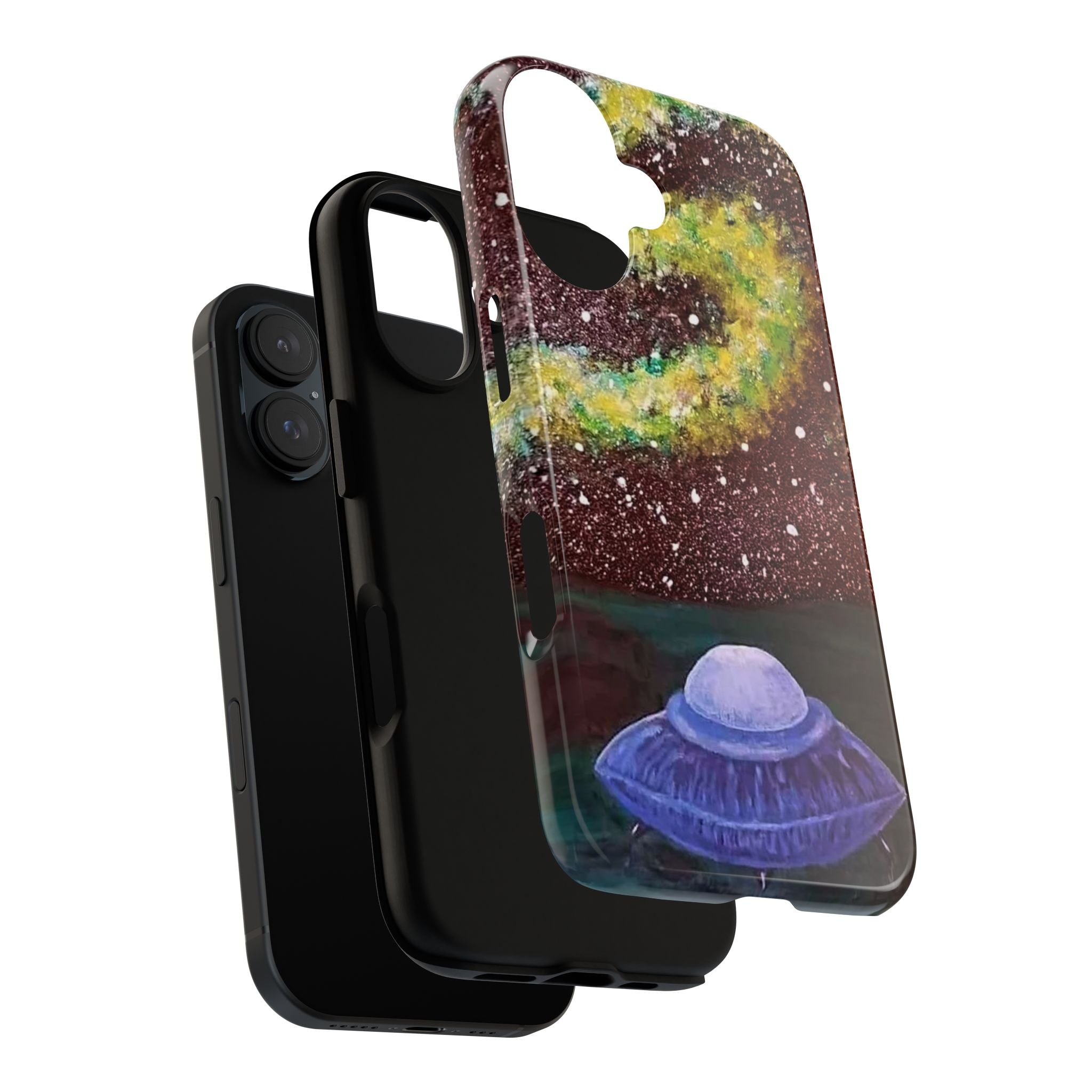 Galaxy UFO Phone Case — Hand-Painted Cosmic Alien Space Design