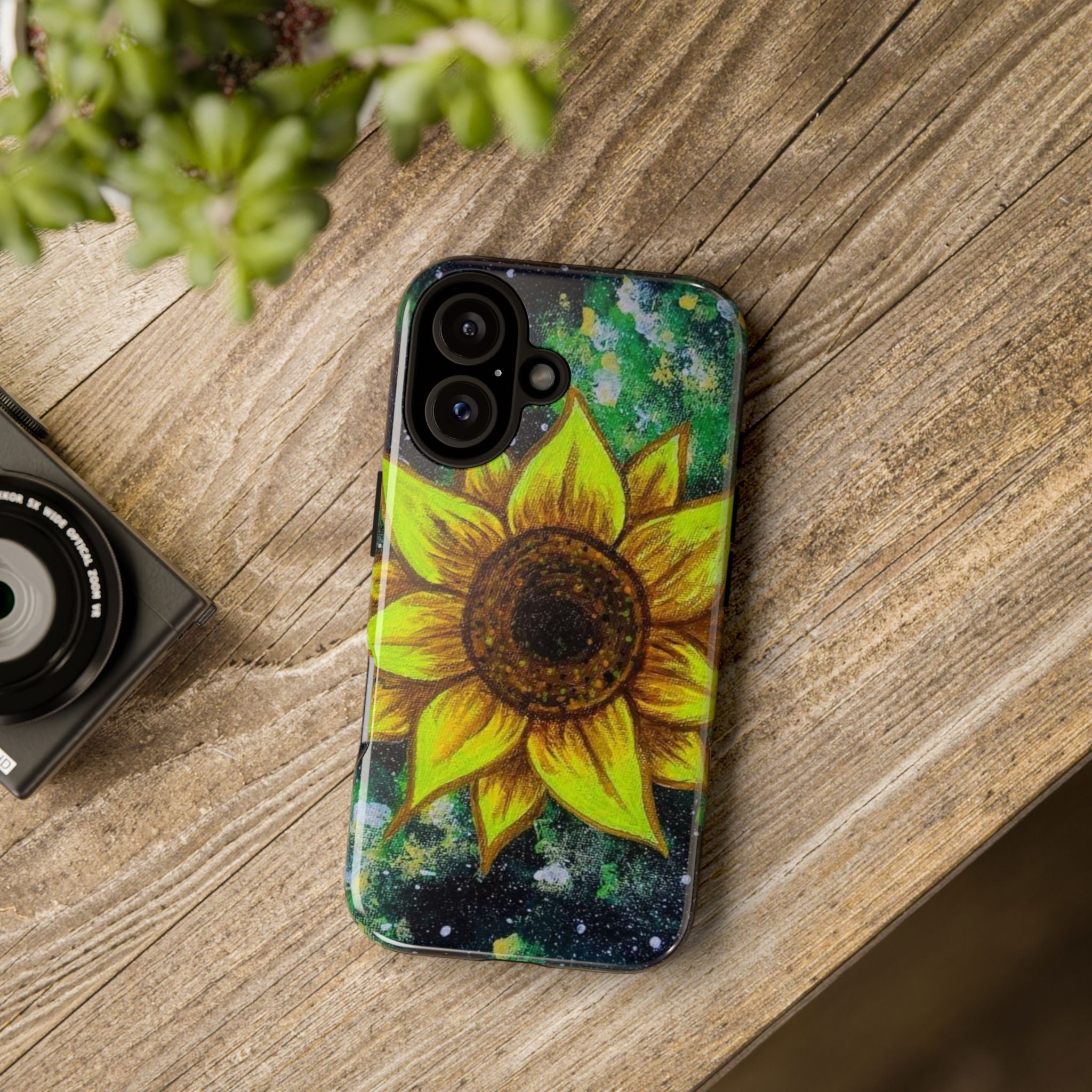Sunflower Galaxy Phone Case — Bright Floral Protective Tough Case