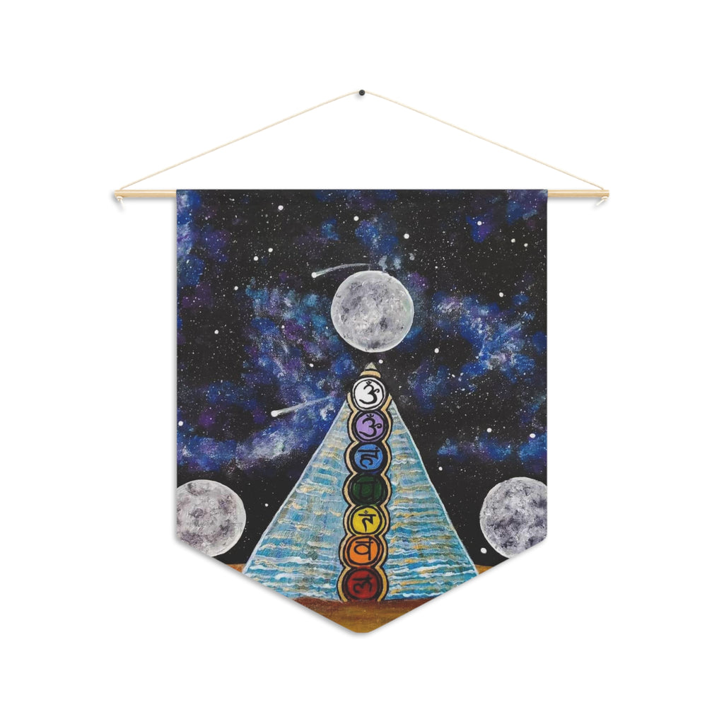 Cosmic Chakra Pennant Wall Art, Celestial Decor, Boho Wall Hanging, Spiritual Home Decor, Gift for Yoga Lovers