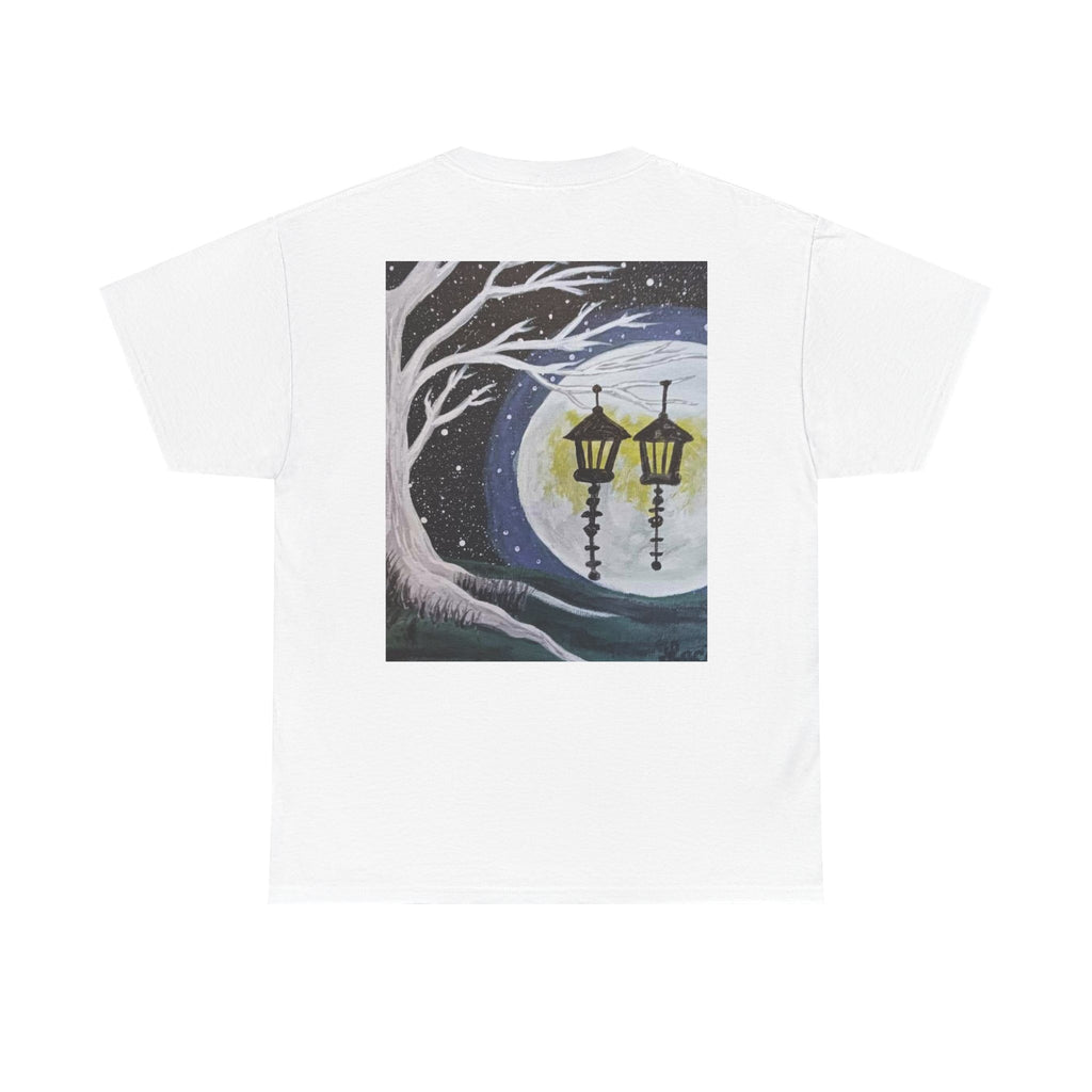 Ethereal Moonlight Tee, Unisex Heavy Cotton Tee, Night Sky Shirt, Nature Lover Apparel, Mystic Tree Top, Gift for Stargazers
