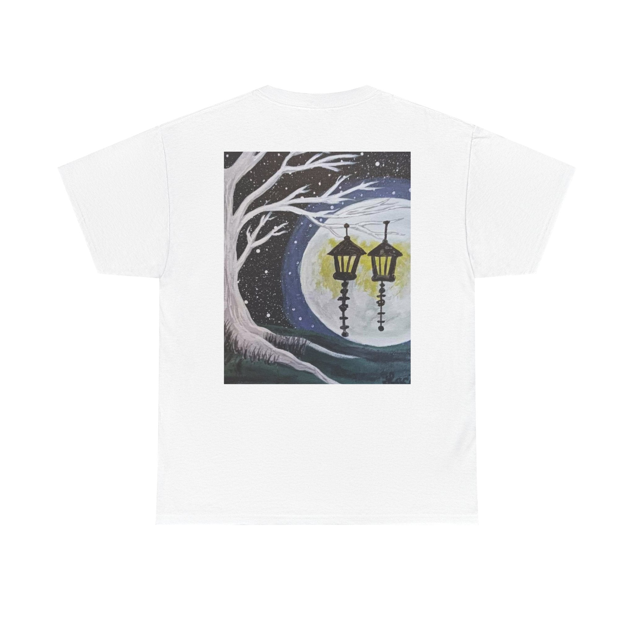Ethereal Moonlight Tee, Unisex Heavy Cotton Tee, Night Sky Shirt, Nature Lover Apparel, Mystic Tree Top, Gift for Stargazers