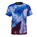 Celestial Wolf AOP Tee, Mystical Unisex Cut & Sew Shirt, Night Sky Apparel, Nature Lover Gift, Dreamy Graphic T-Shirt