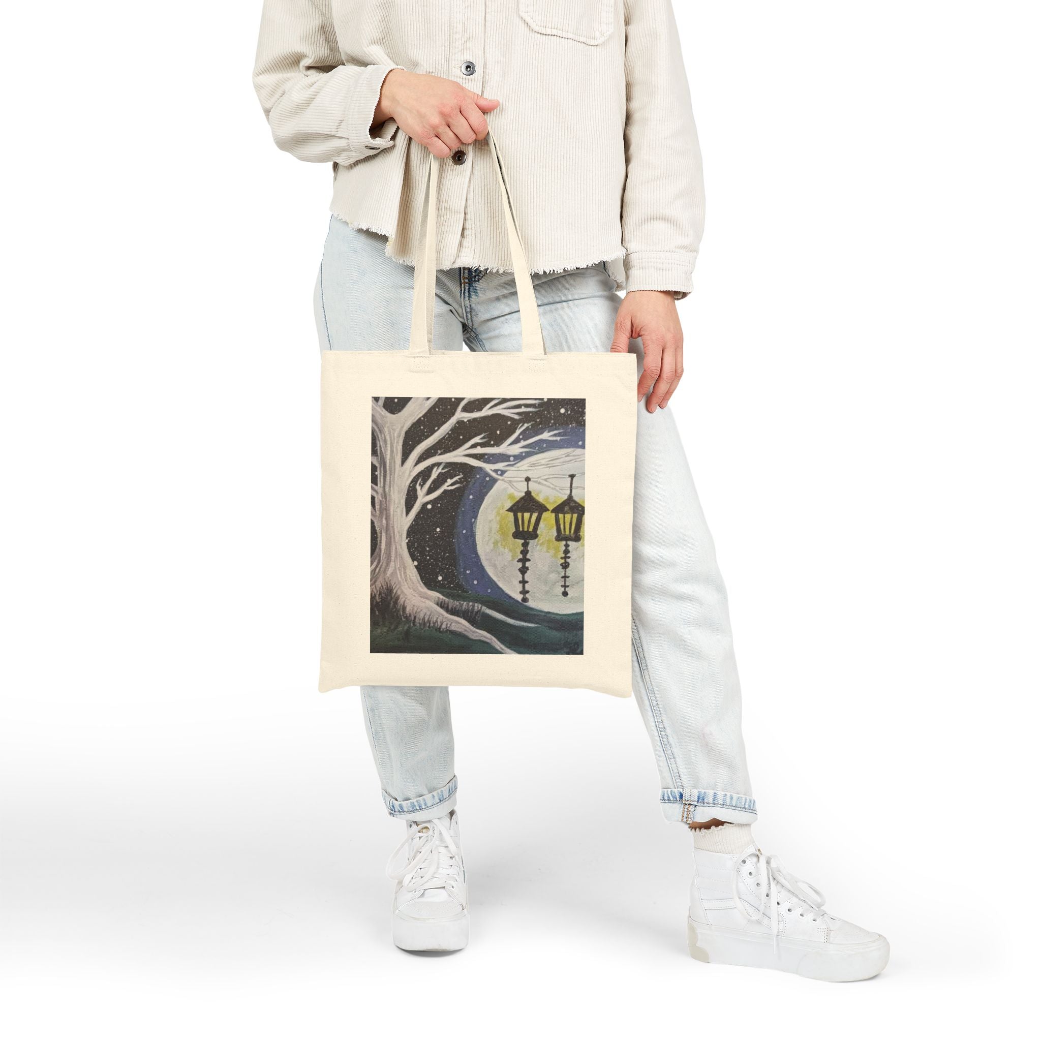 Moonlit Tree Tote Bag – Lantern Night Canvas Tote