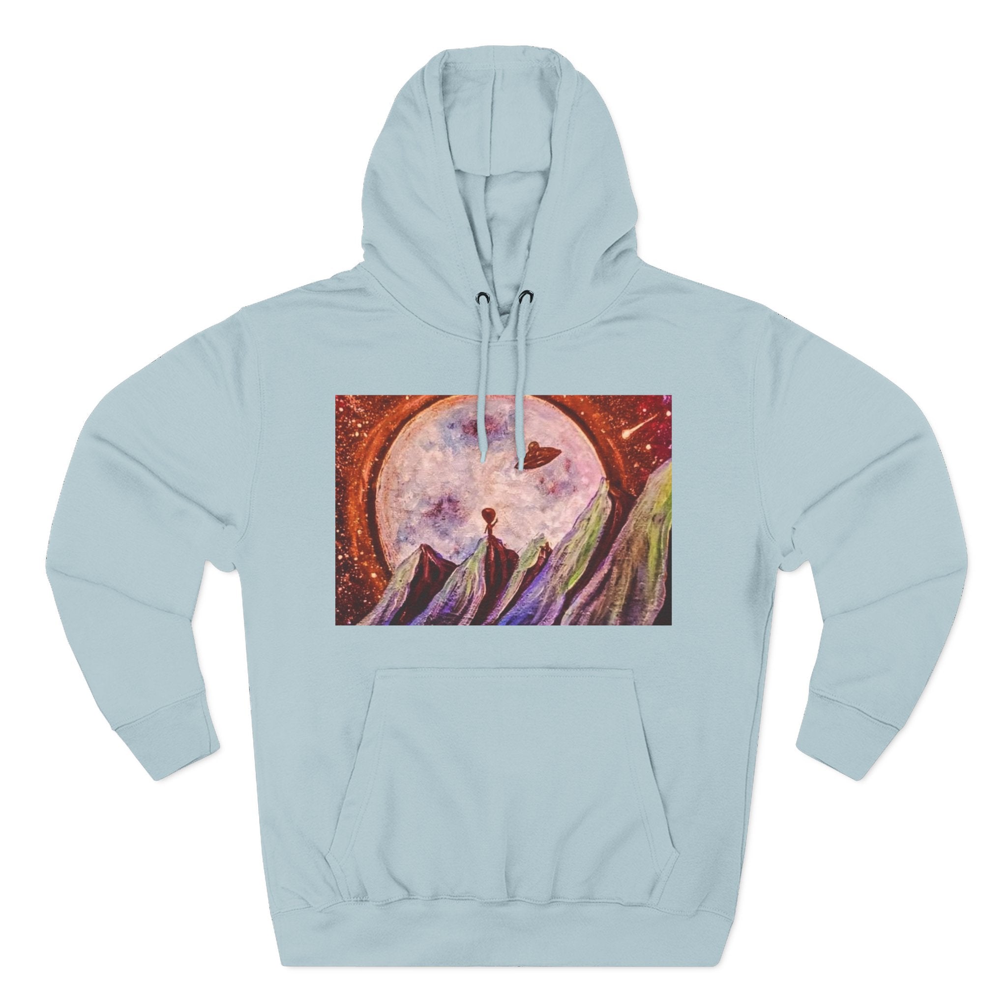 Moonlit Mountain Hoodie — Surreal Nightscape Art Fleece Hoodie