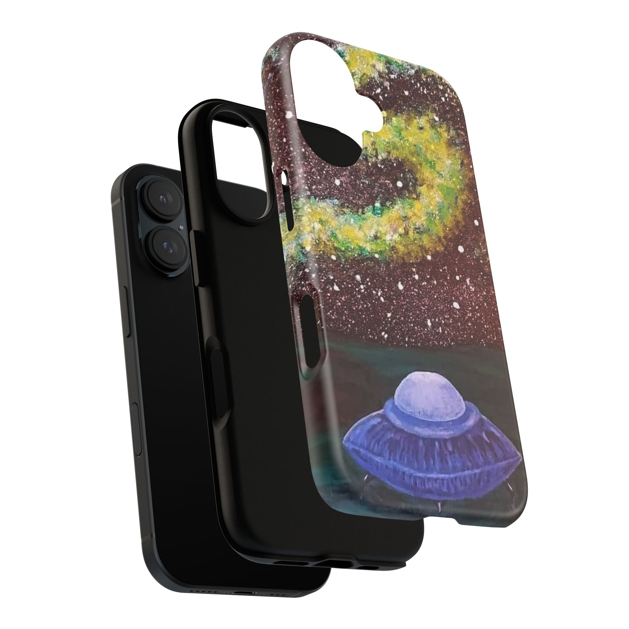 Galaxy UFO Phone Case — Hand-Painted Cosmic Alien Space Design