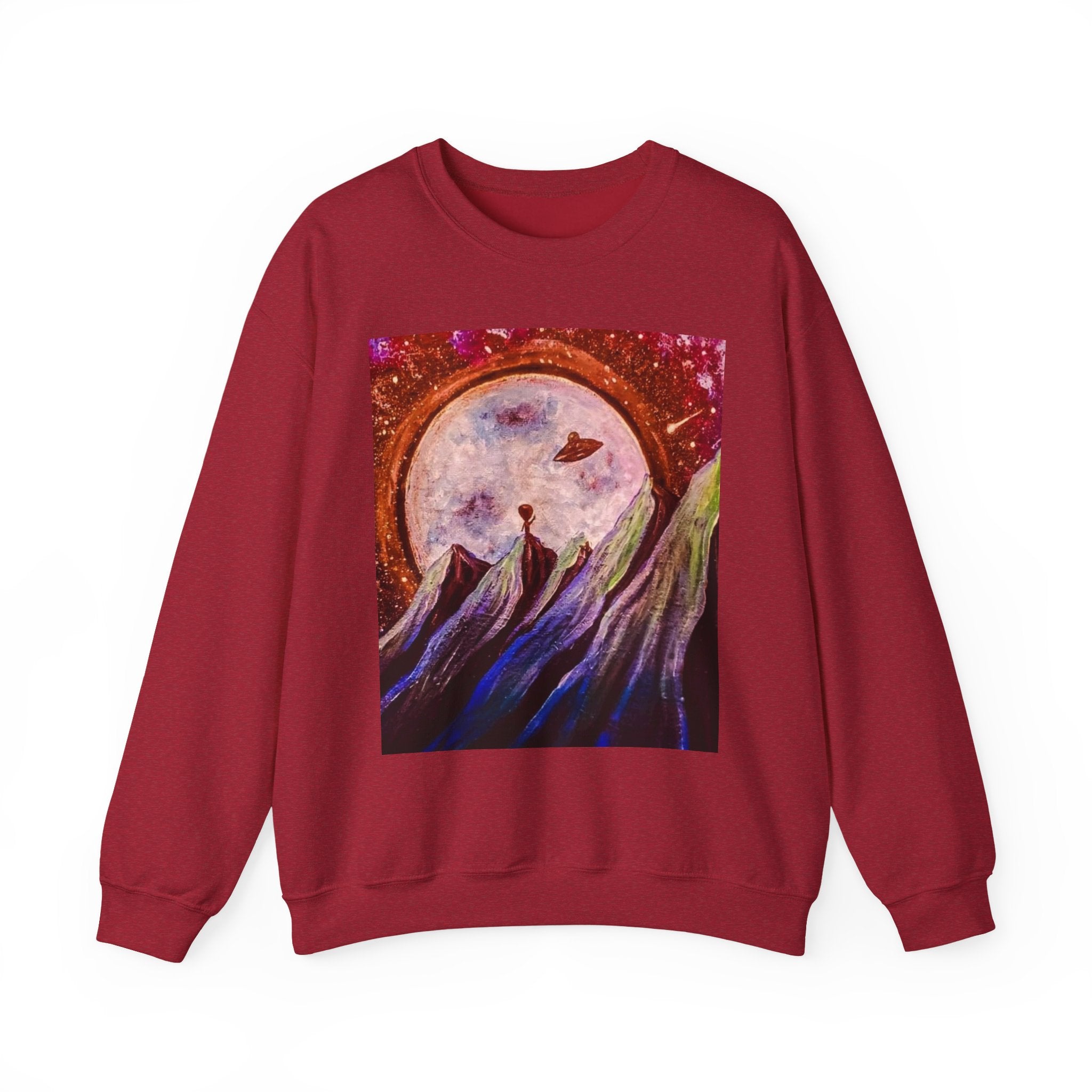 Cosmic Adventure Crewneck Sweatshirt - Unisex Heavy Blend, Galaxy Art, Starry Night Fashion, Space Lover Gift, Cozy Casual Wear