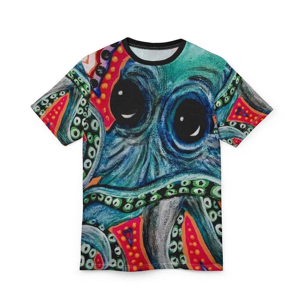Vibrant Octopus Graphic Tee, Unique Unisex T-Shirt, AOP Print, Ocean Lover Gift, Colorful Beachwear, Fun Art Fashion