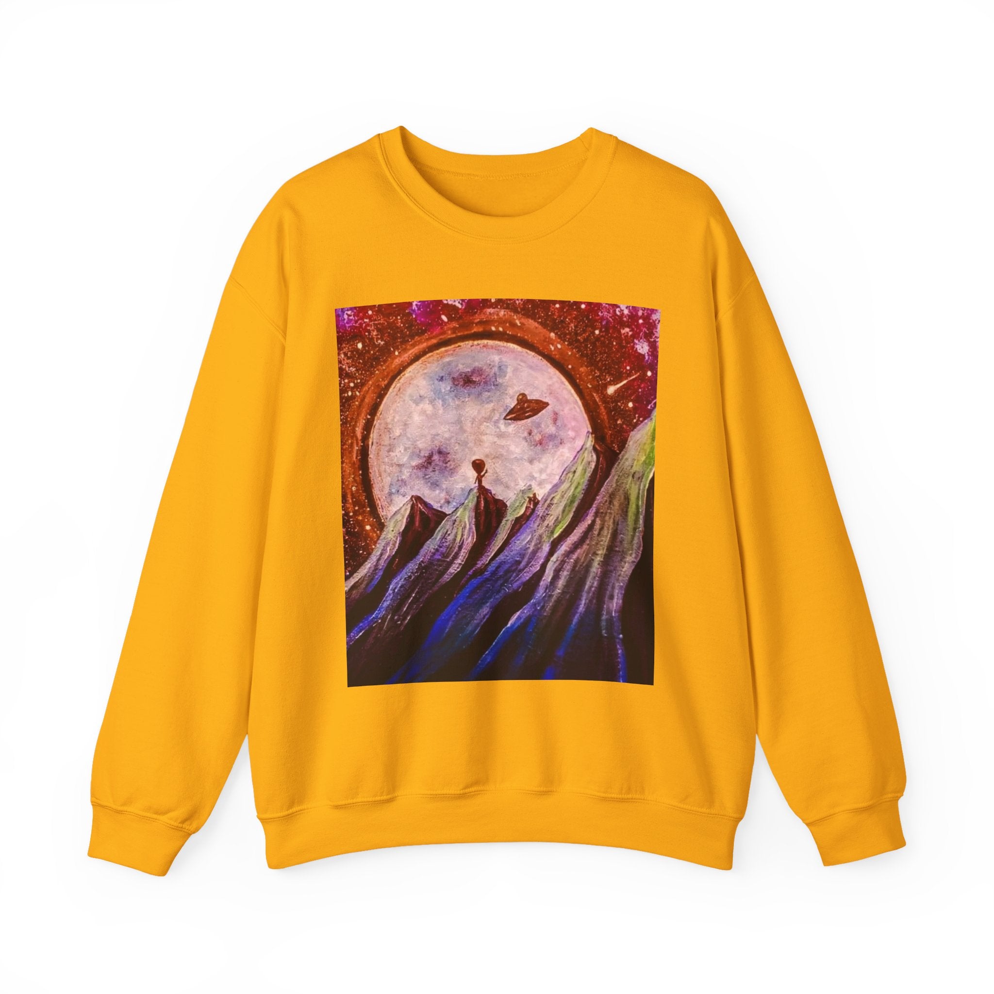 Cosmic Adventure Crewneck Sweatshirt - Unisex Heavy Blend, Galaxy Art, Starry Night Fashion, Space Lover Gift, Cozy Casual Wear