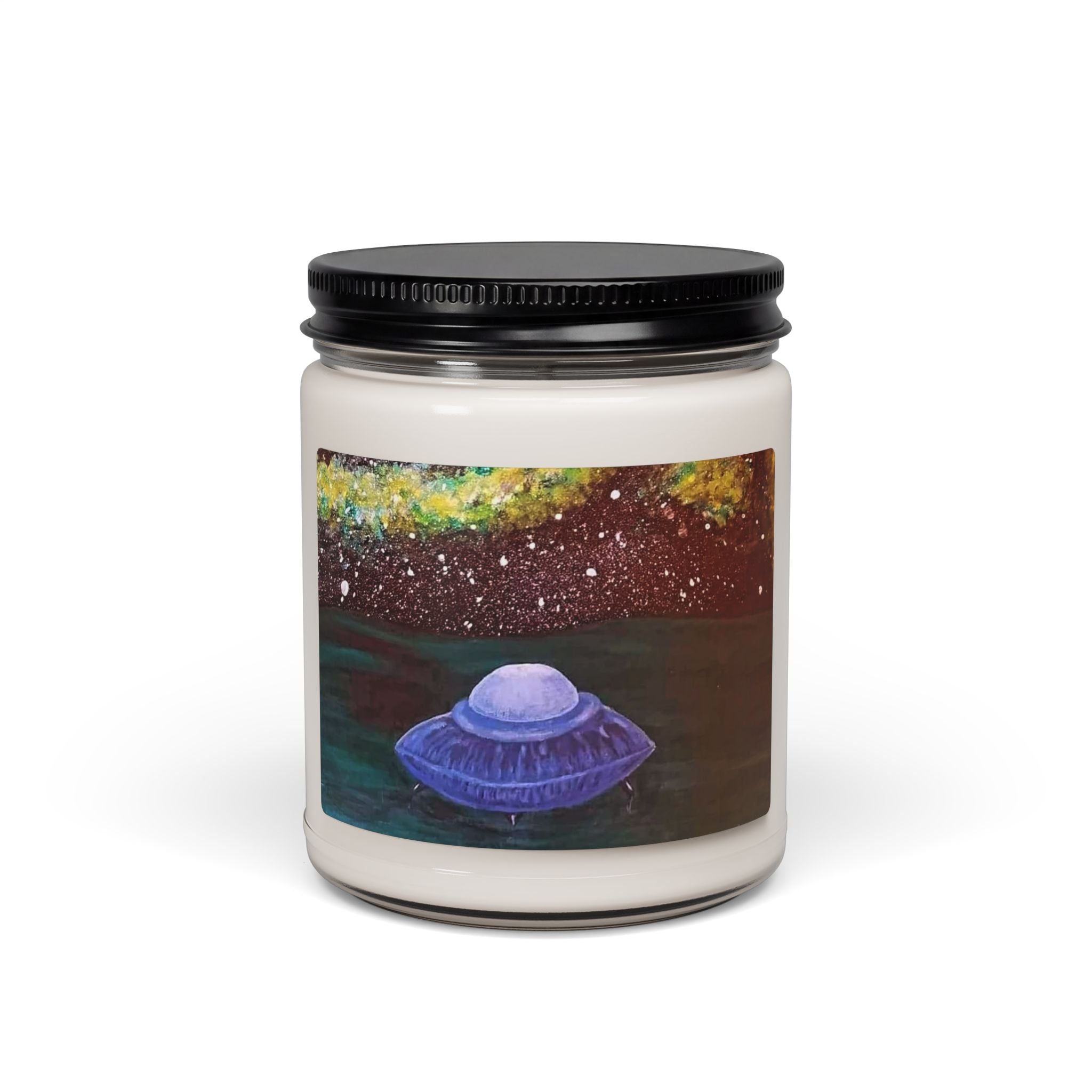 Space UFO Soy Candle — 9oz Scented Jar, Cosmic Night Aromatherapy Gift