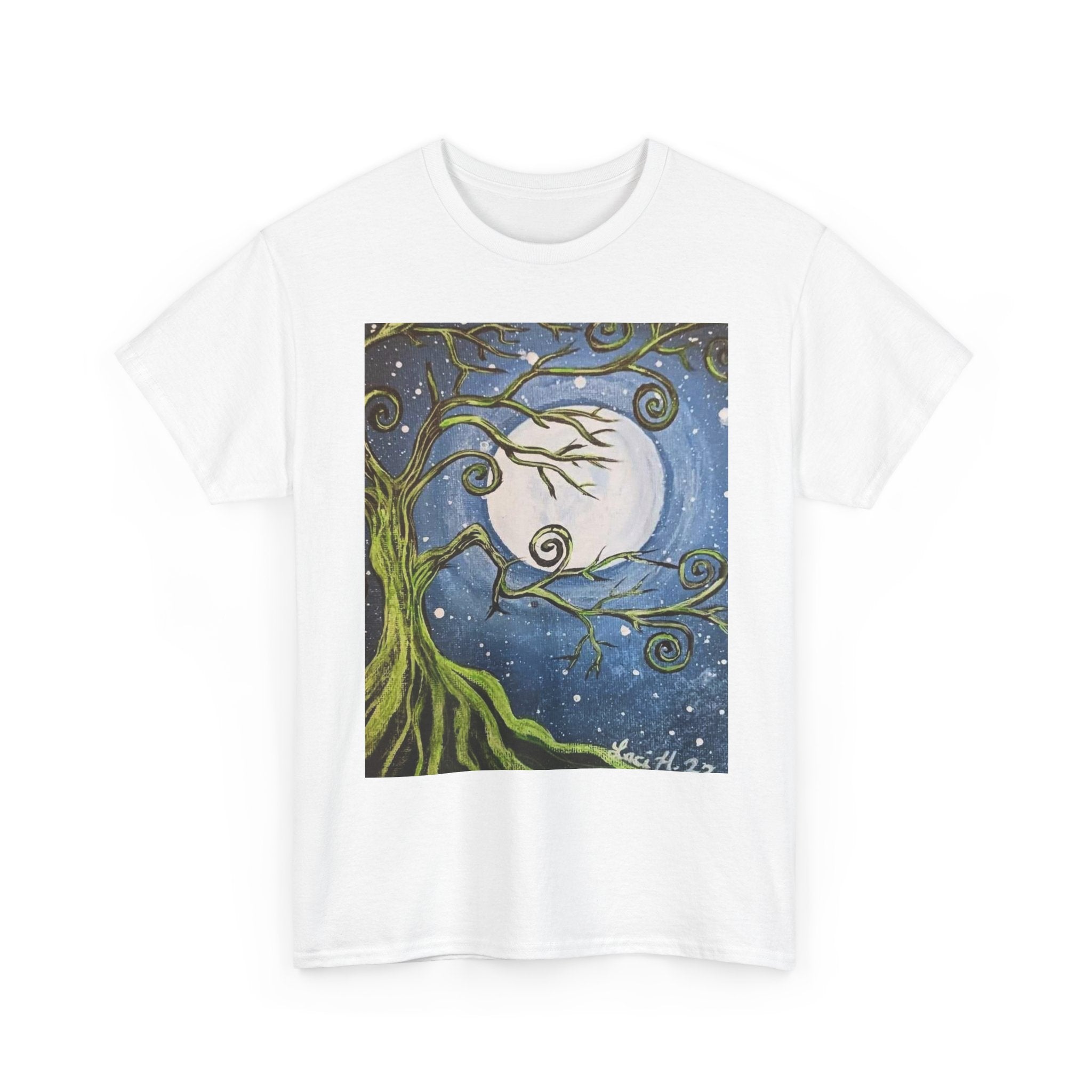 Moonlit Tree T-Shirt — Whimsical Night Sky Art Tee