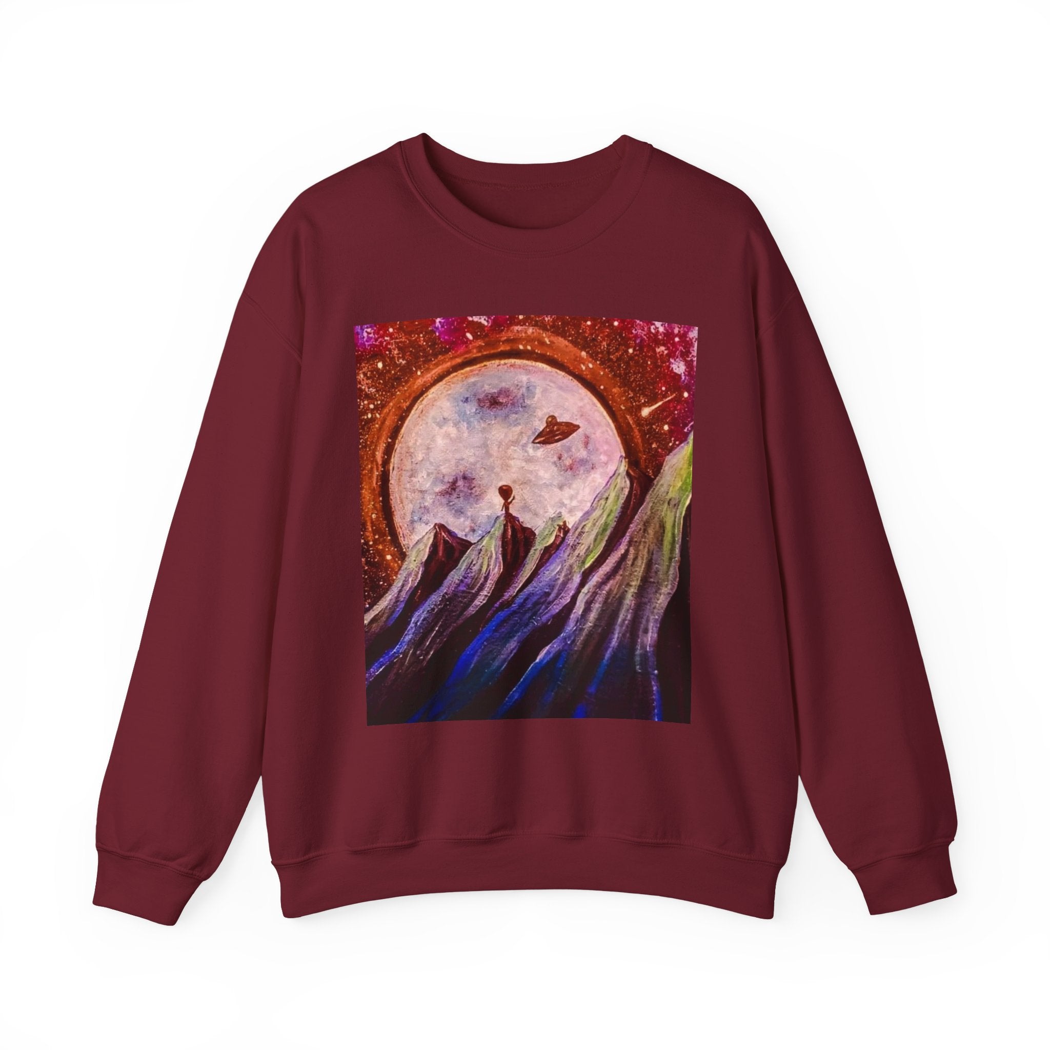 Cosmic Adventure Crewneck Sweatshirt - Unisex Heavy Blend, Galaxy Art, Starry Night Fashion, Space Lover Gift, Cozy Casual Wear