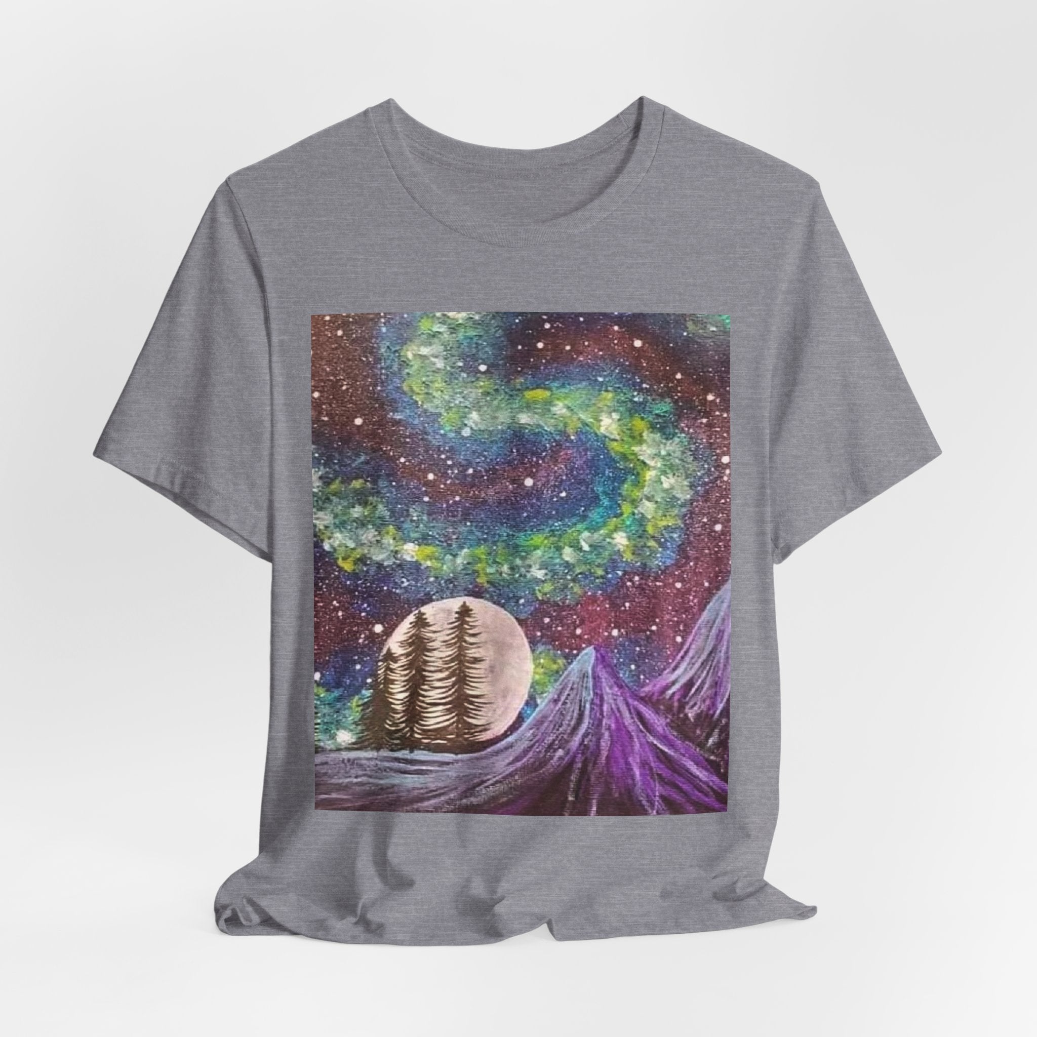 Galactic Landscape Tee, Cosmic Art T-Shirt, Unisex Graphic Shirt, Nature Lover Gift, Starry Night Top