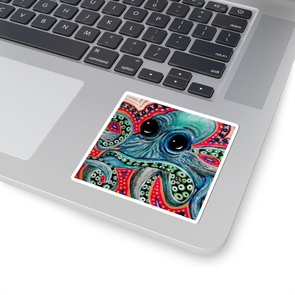 Octopus Art Sticker — Colorful Cute Cephalopod Kiss-Cut Sticker