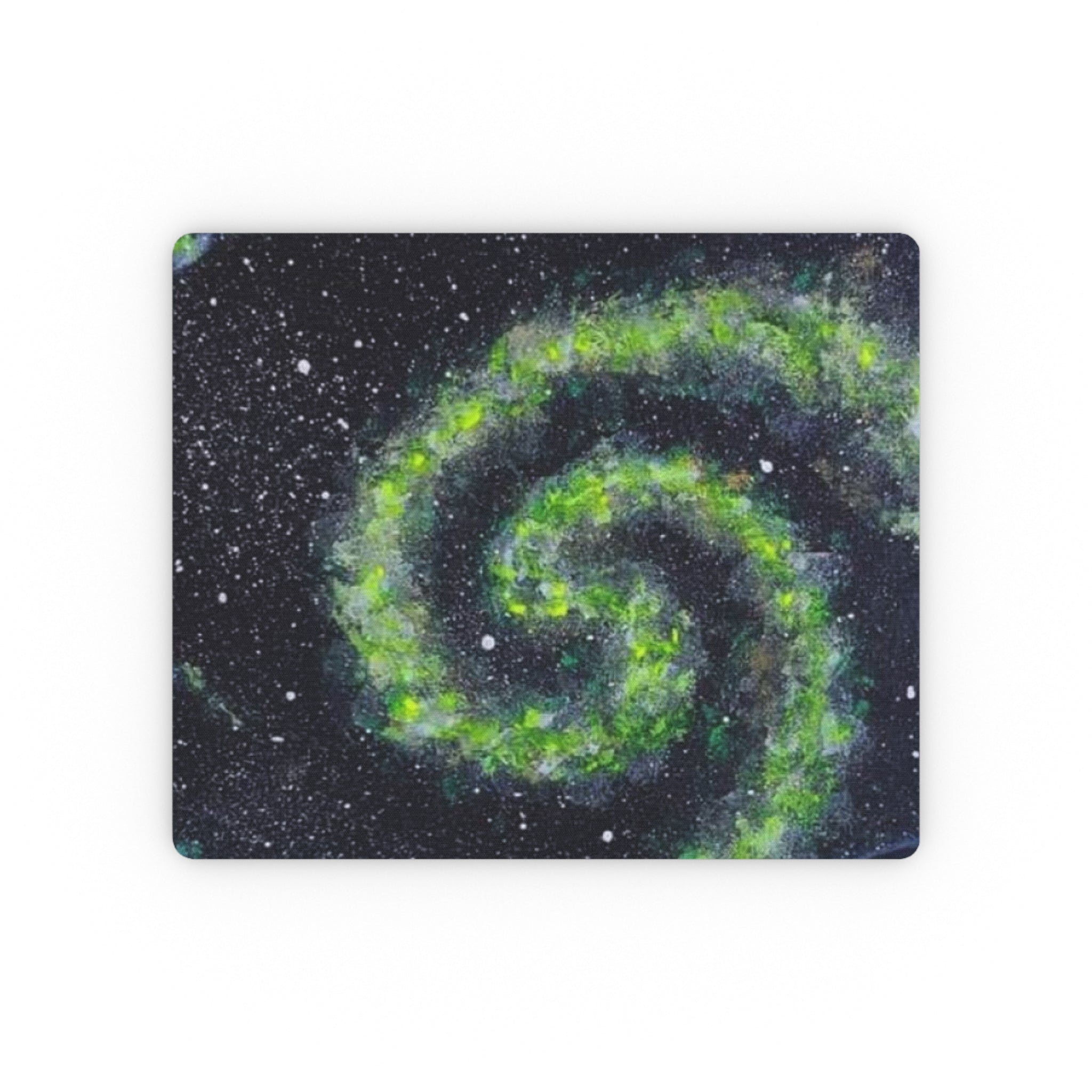 Galaxy Swirl Mouse Pad — Green Nebula Space Desk Mat