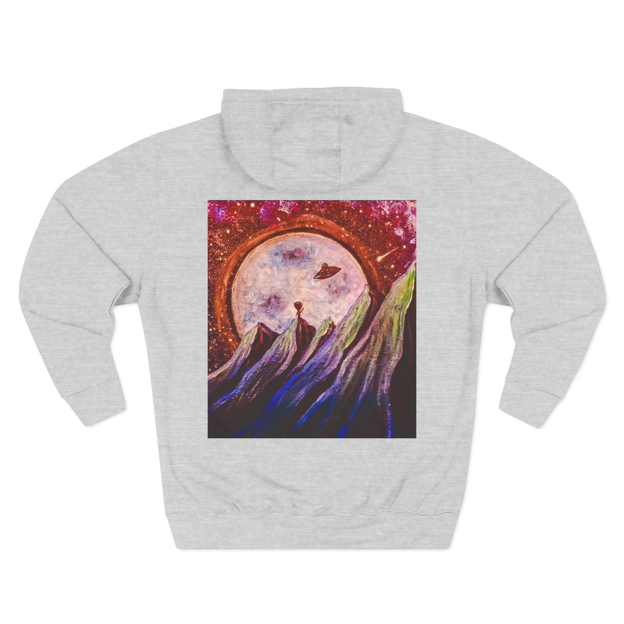 Moonlit Mountain Hoodie — Surreal Nightscape Art Fleece Hoodie