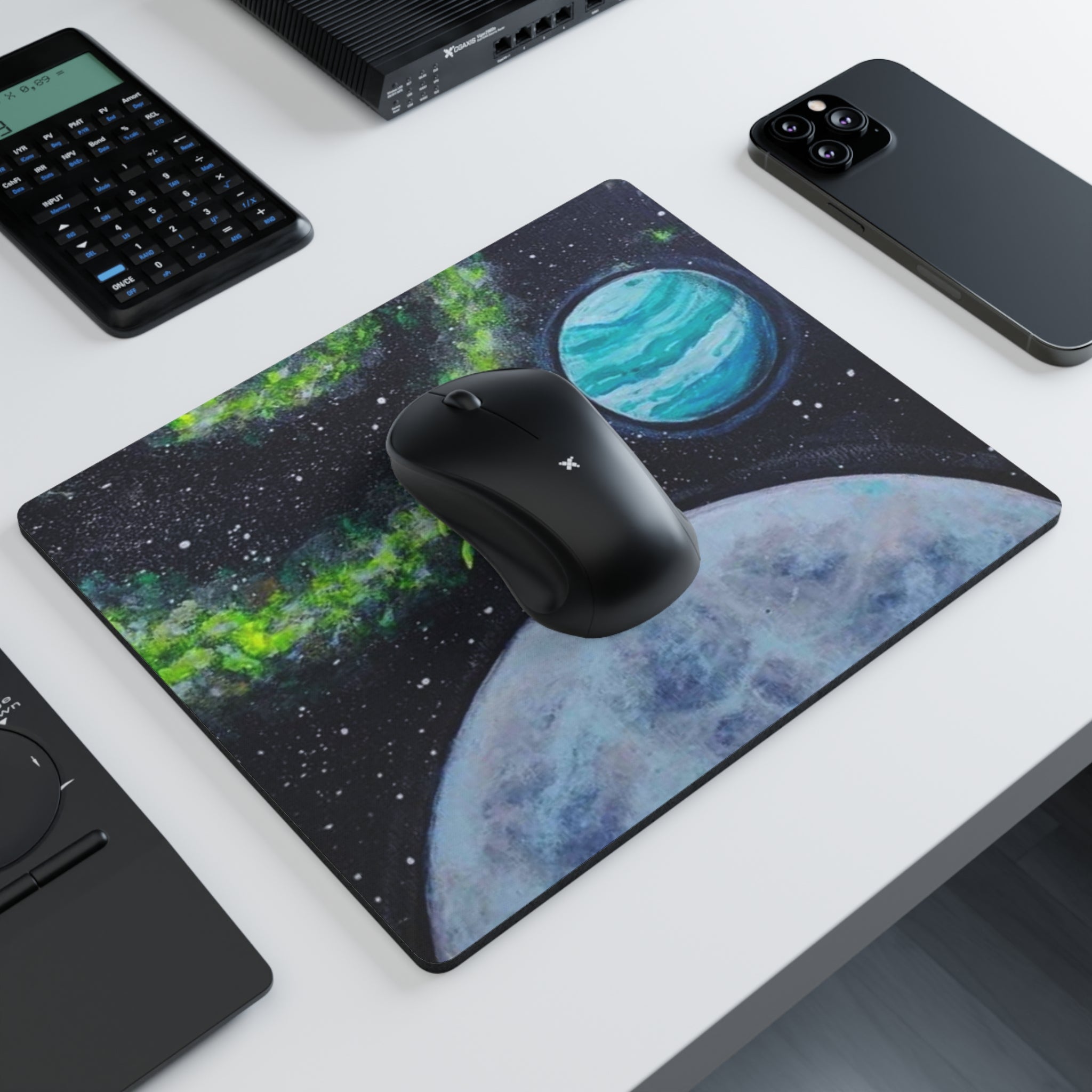 Pineapple Planet Mouse Pad — Space Art Rectangular Desk Mat
