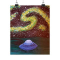 UFO Night Sky Poster — Matte Vertical Sci‑Fi Art Print