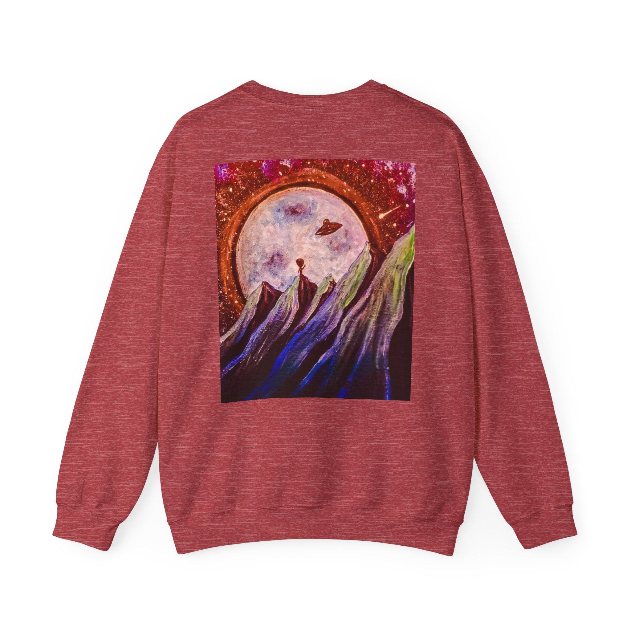 Cosmic Adventure Crewneck Sweatshirt - Unisex Heavy Blend, Galaxy Art, Starry Night Fashion, Space Lover Gift, Cozy Casual Wear