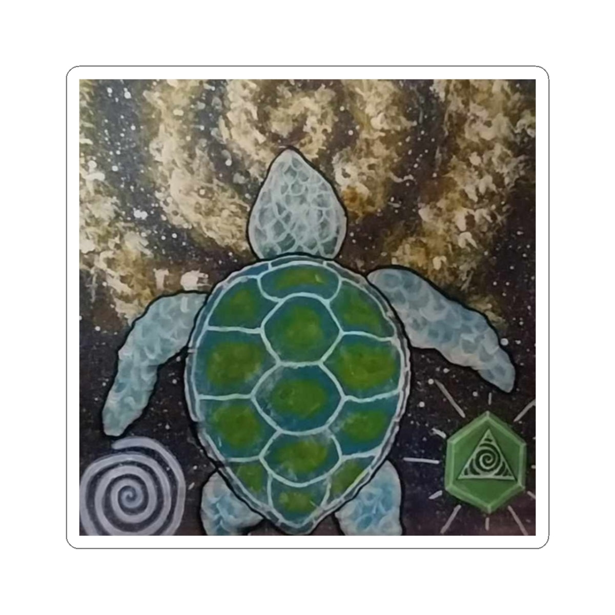 Sea Turtle Art Sticker — Ocean Turtle Kiss-Cut Vinyl Decal