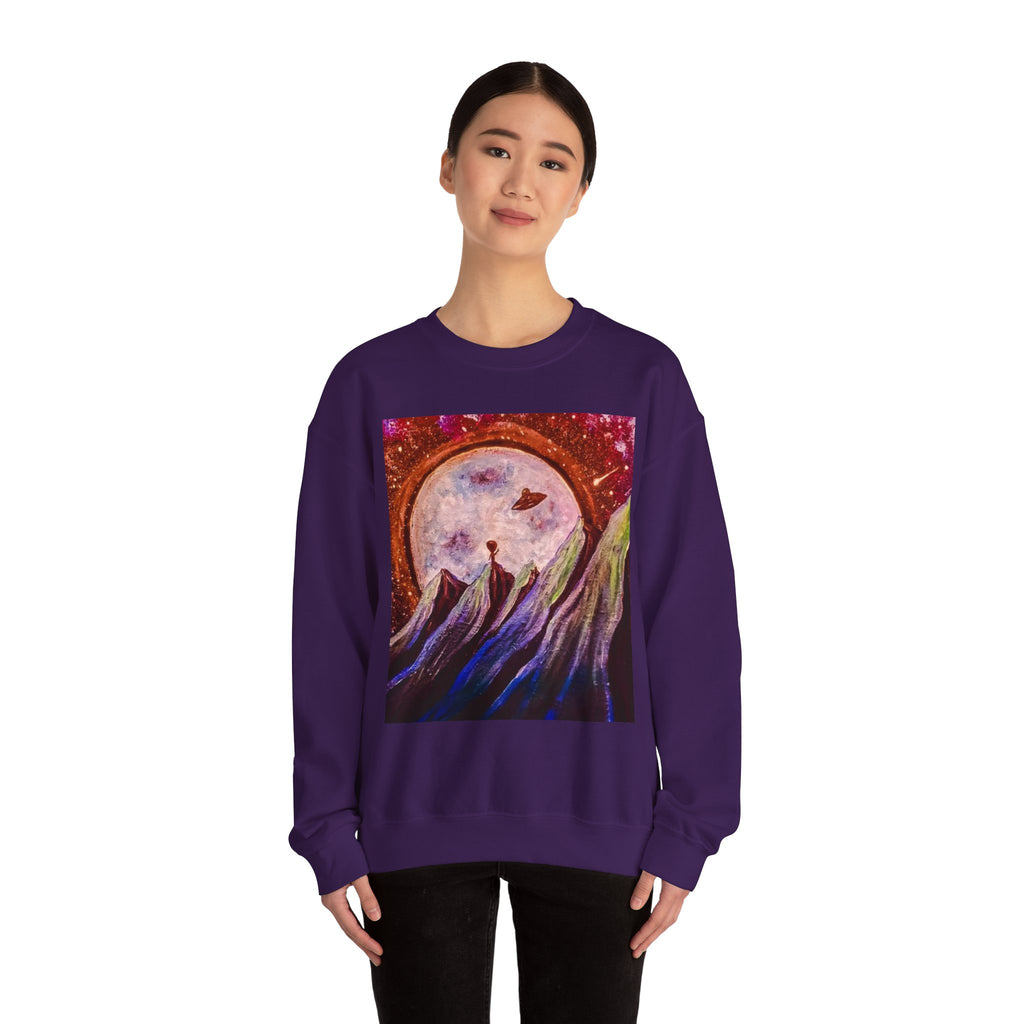 Cosmic Adventure Crewneck Sweatshirt - Unisex Heavy Blend, Galaxy Art, Starry Night Fashion, Space Lover Gift, Cozy Casual Wear