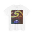 Alien UFO Night Sky T‑Shirt — Cosmic Galaxy Art Tee