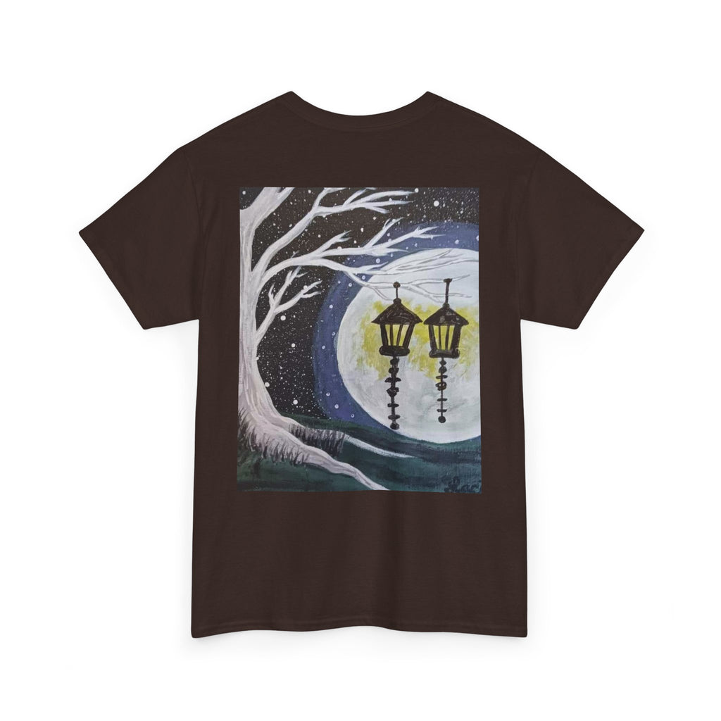 Ethereal Moonlight Tee, Unisex Heavy Cotton Tee, Night Sky Shirt, Nature Lover Apparel, Mystic Tree Top, Gift for Stargazers