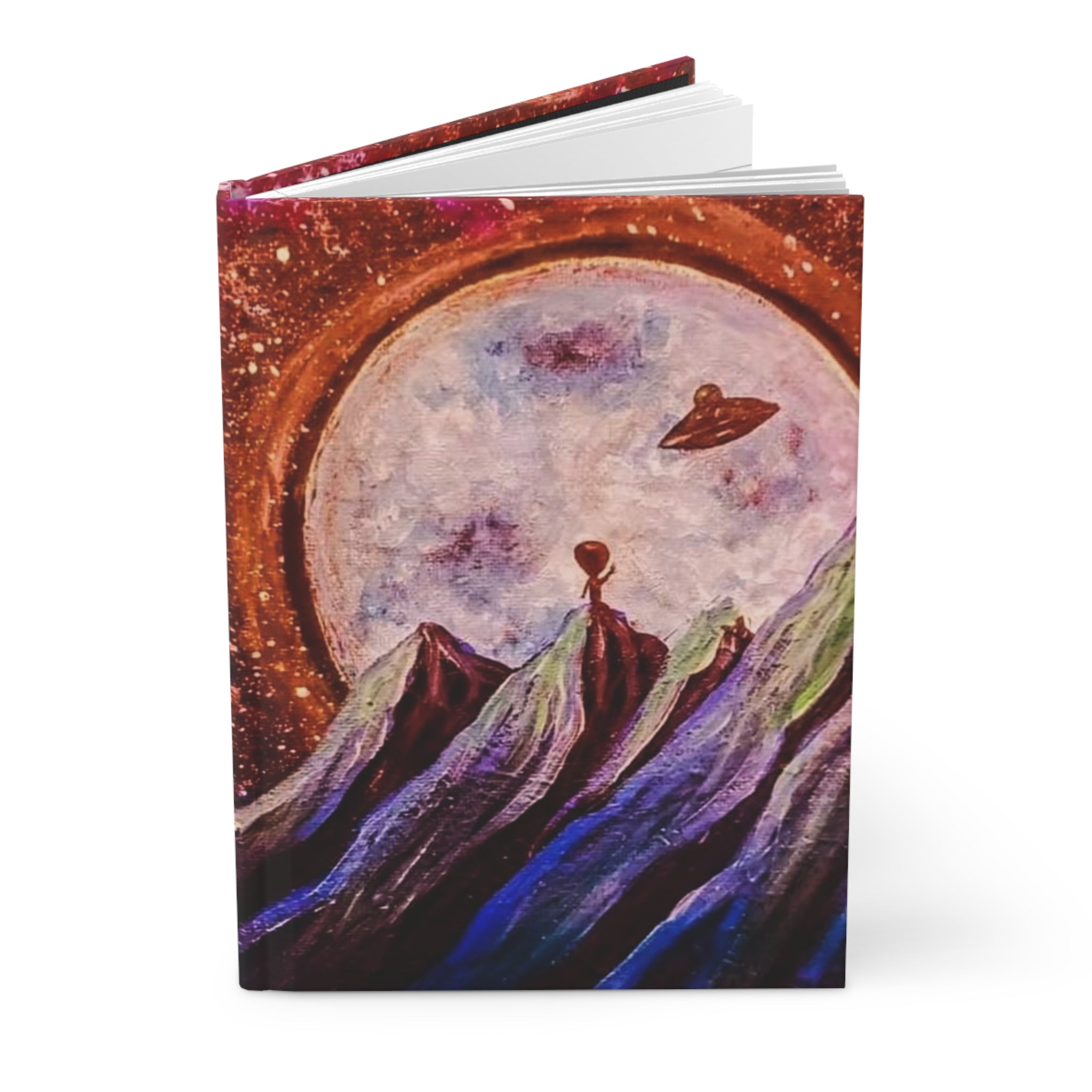 Cosmic Mountain Journal — Space Alien Moon Hardcover Notebook