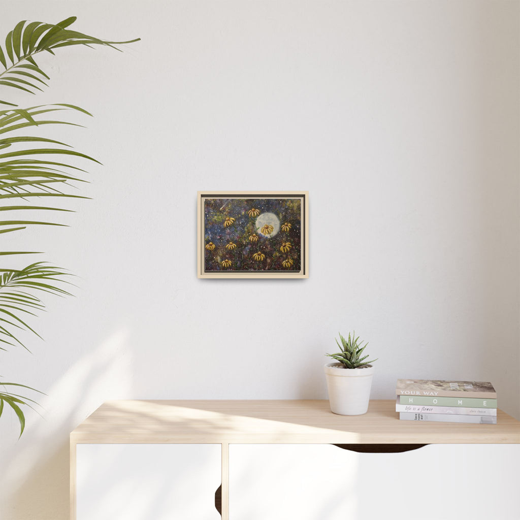 Framed Matte Canvas Print — Moonlit Black-Eyed Susans Art
