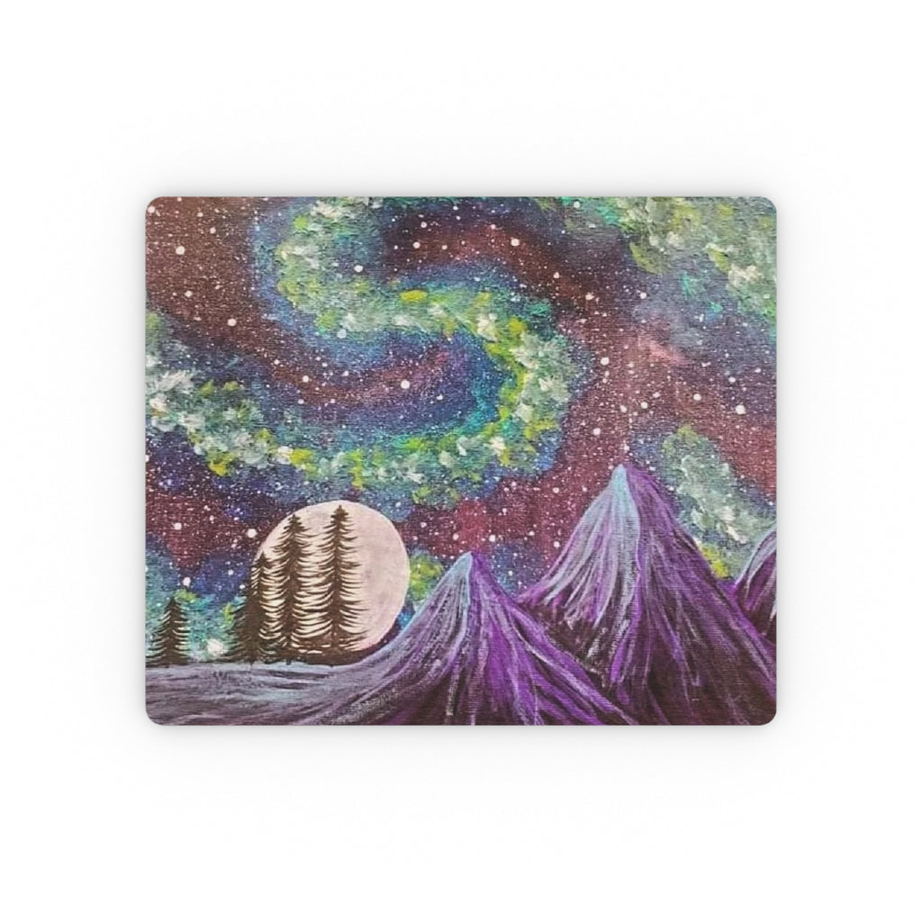 Aurora Nightscape Mouse Pad — Cosmic Mountains & Moon Desk Mat