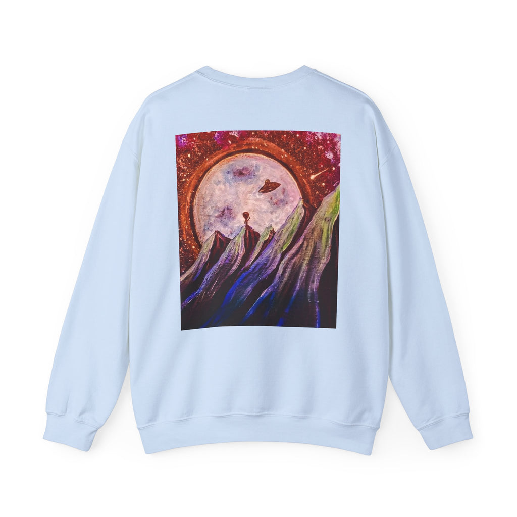 Cosmic Adventure Crewneck Sweatshirt - Unisex Heavy Blend, Galaxy Art, Starry Night Fashion, Space Lover Gift, Cozy Casual Wear