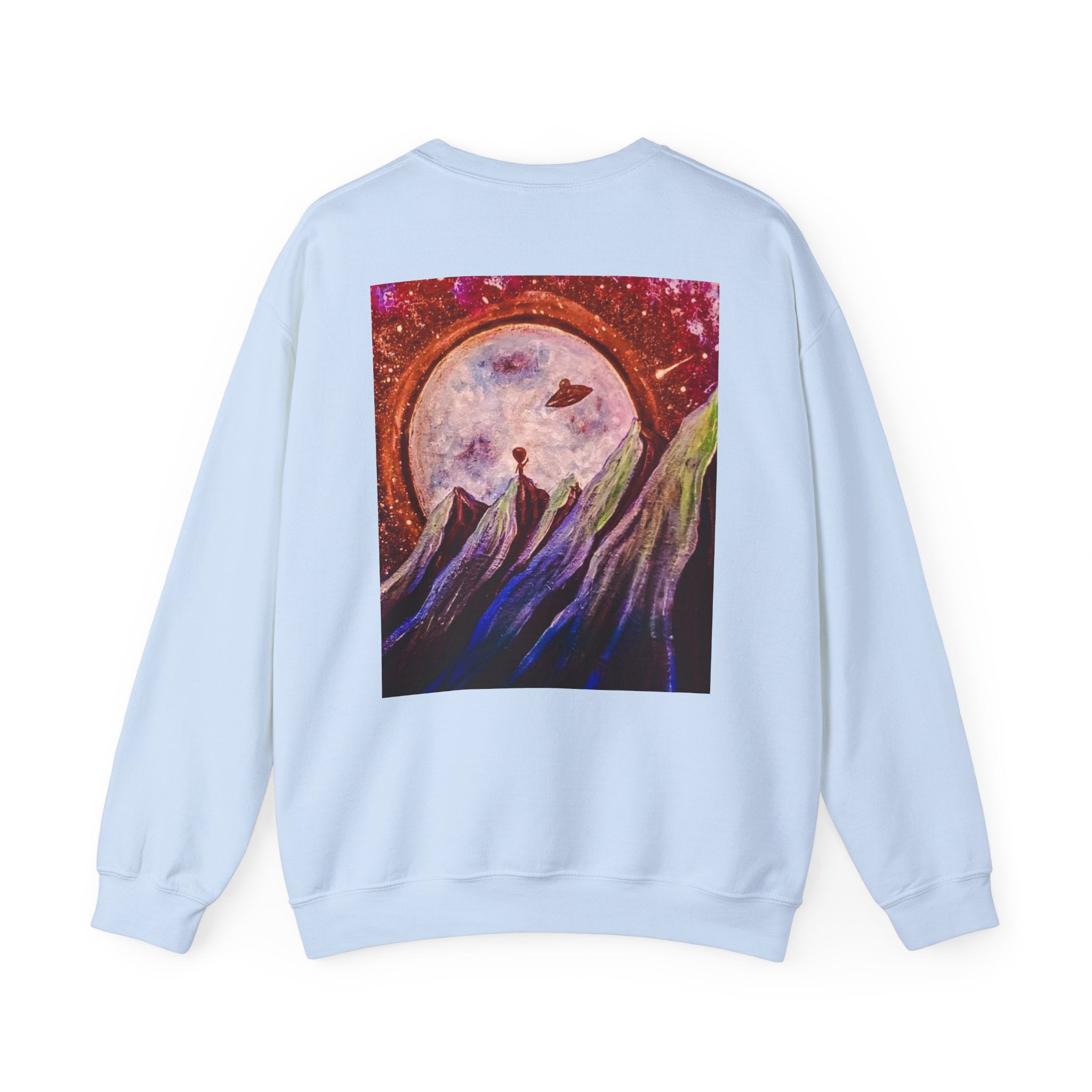 Cosmic Adventure Crewneck Sweatshirt - Unisex Heavy Blend, Galaxy Art, Starry Night Fashion, Space Lover Gift, Cozy Casual Wear
