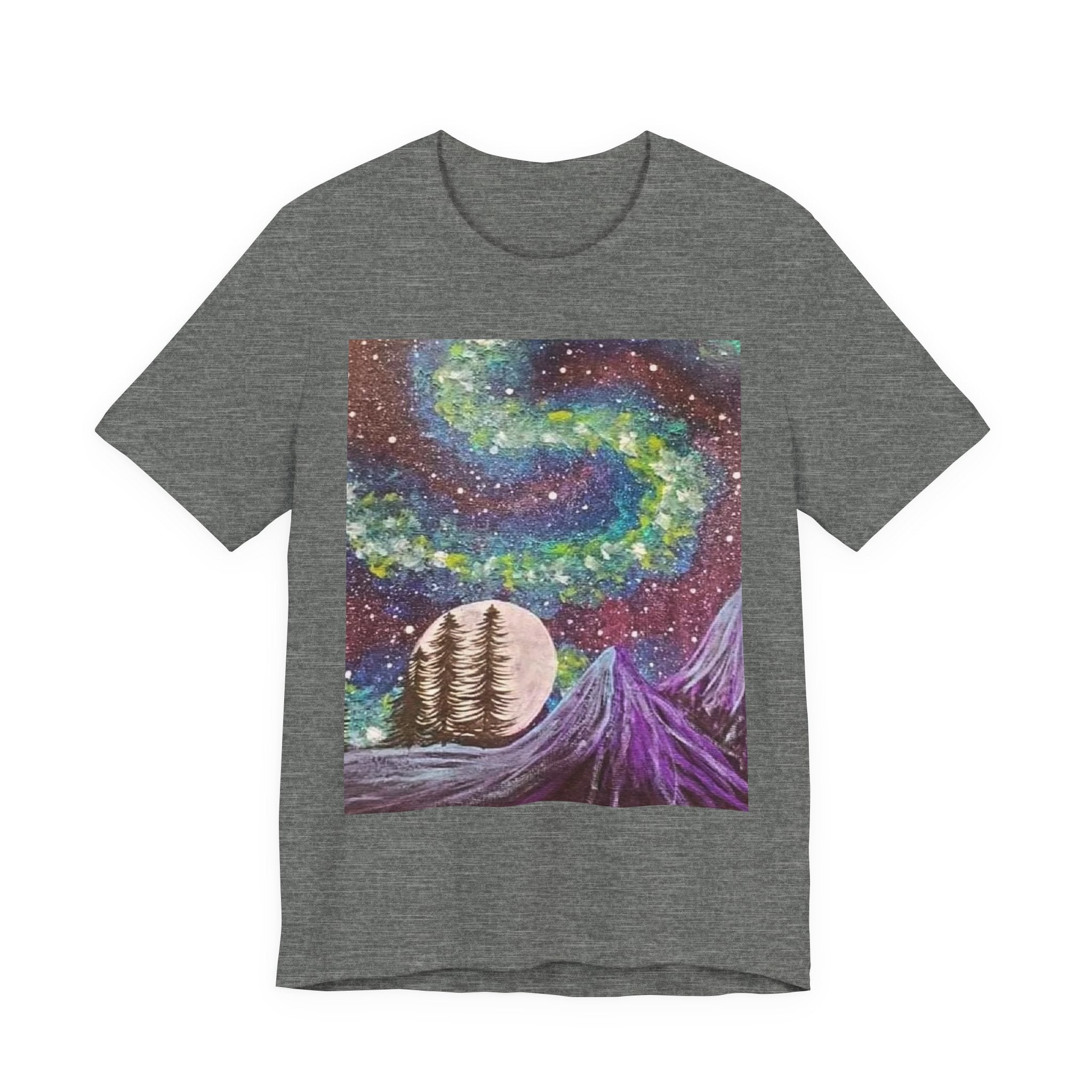 Galactic Landscape Tee, Cosmic Art T-Shirt, Unisex Graphic Shirt, Nature Lover Gift, Starry Night Top