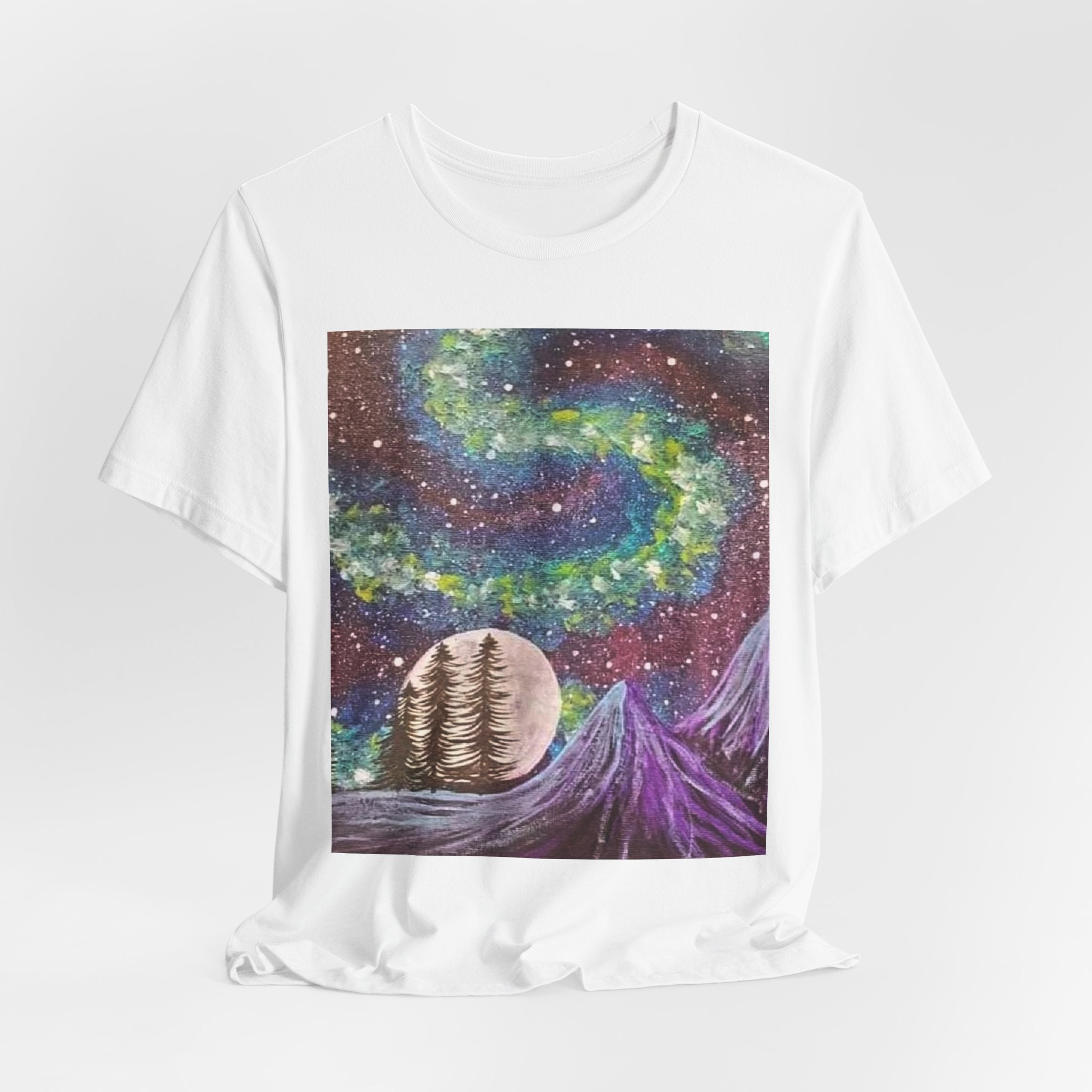 Galactic Landscape Tee, Cosmic Art T-Shirt, Unisex Graphic Shirt, Nature Lover Gift, Starry Night Top