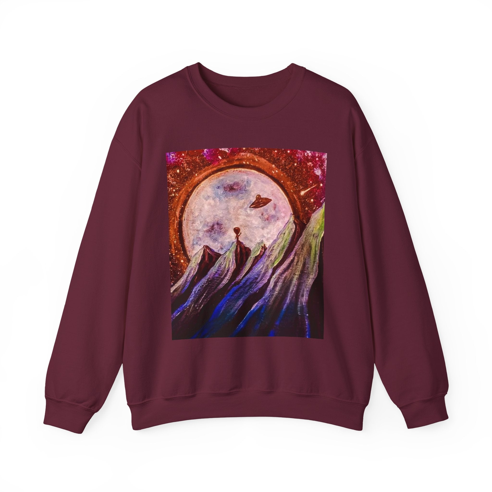 Cosmic Adventure Crewneck Sweatshirt - Unisex Heavy Blend, Galaxy Art, Starry Night Fashion, Space Lover Gift, Cozy Casual Wear