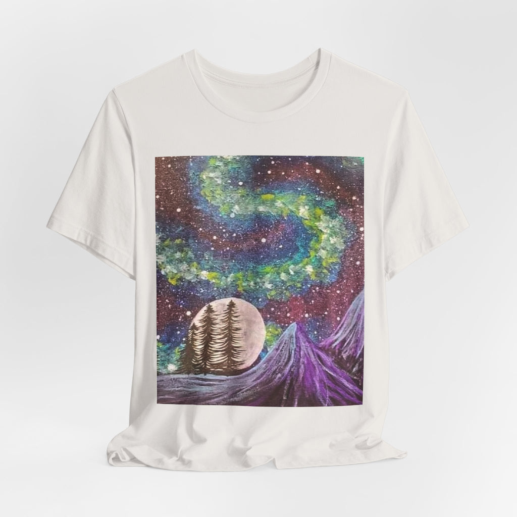 Galactic Landscape Tee, Cosmic Art T-Shirt, Unisex Graphic Shirt, Nature Lover Gift, Starry Night Top