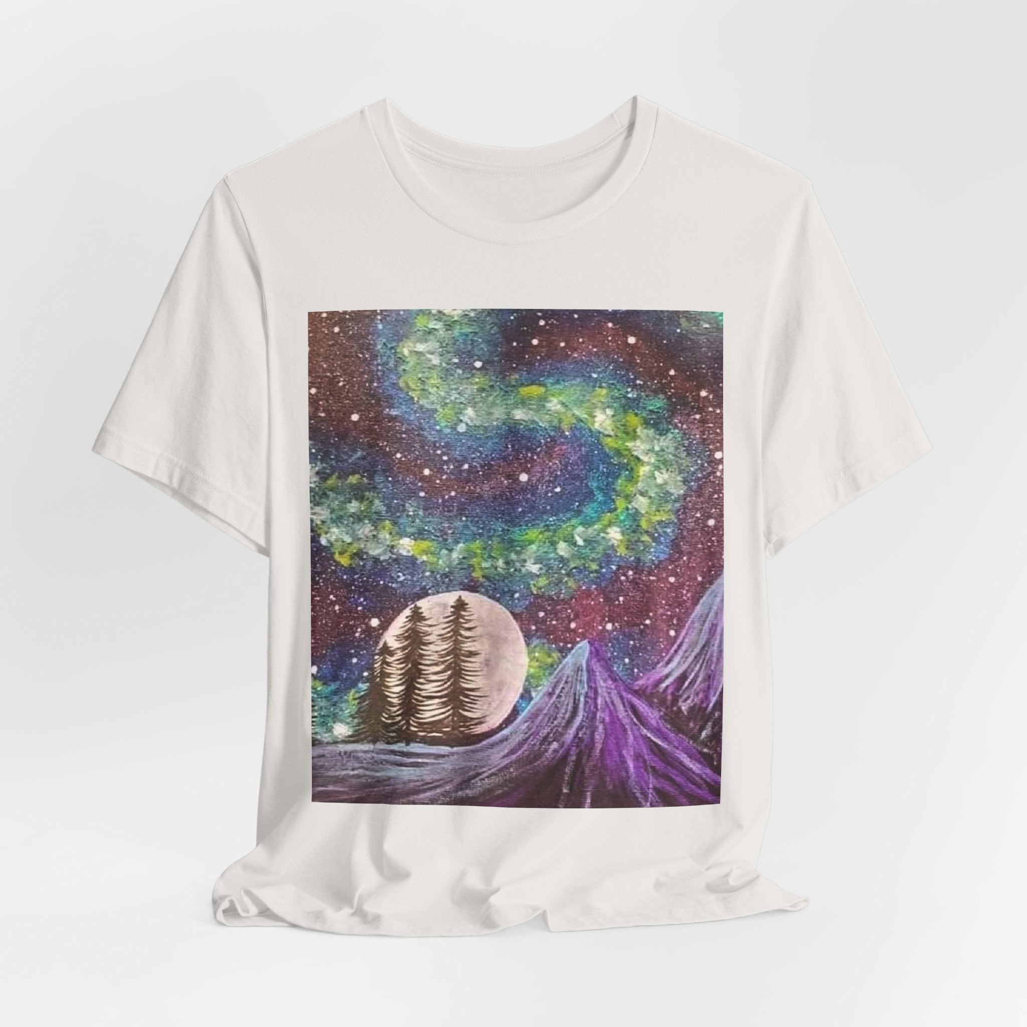 Galactic Landscape Tee, Cosmic Art T-Shirt, Unisex Graphic Shirt, Nature Lover Gift, Starry Night Top
