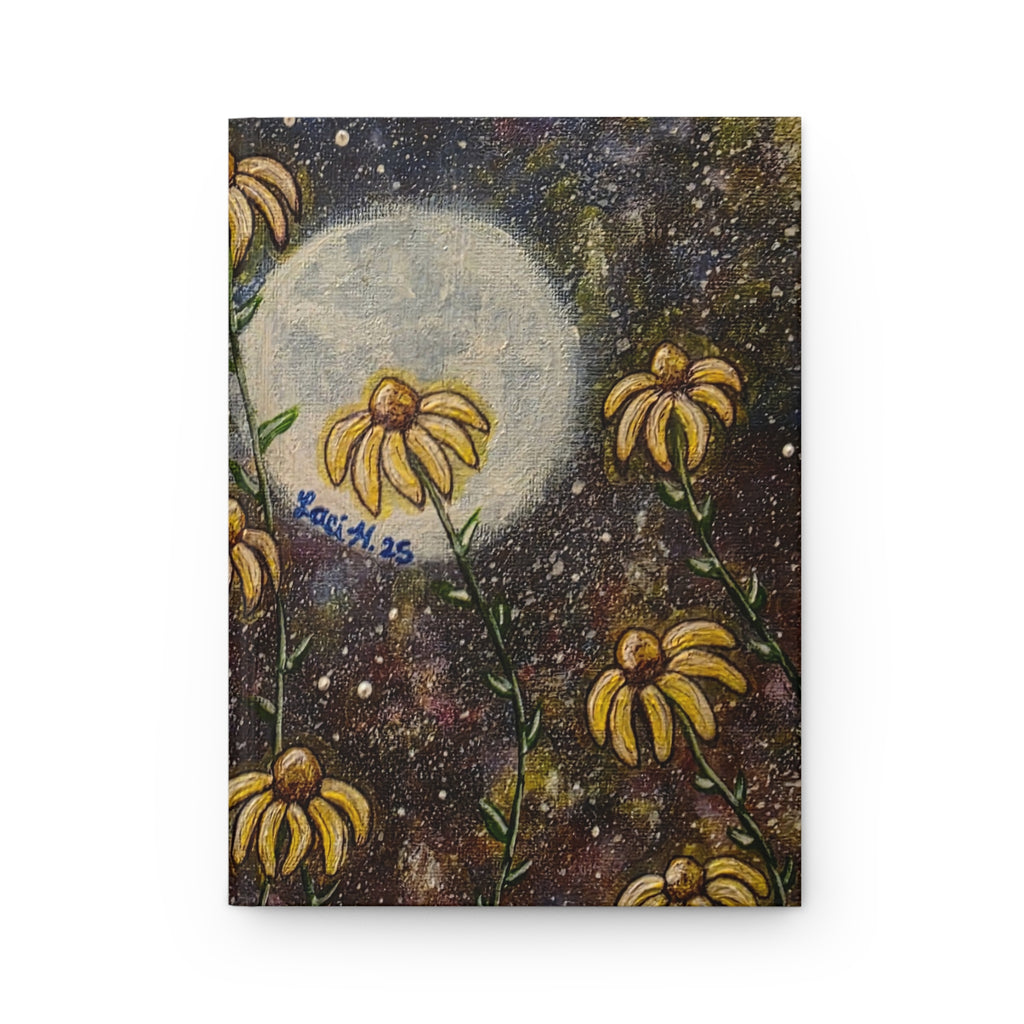 Moonlit Daisies Hardcover Journal — Floral Night Sky Notebook