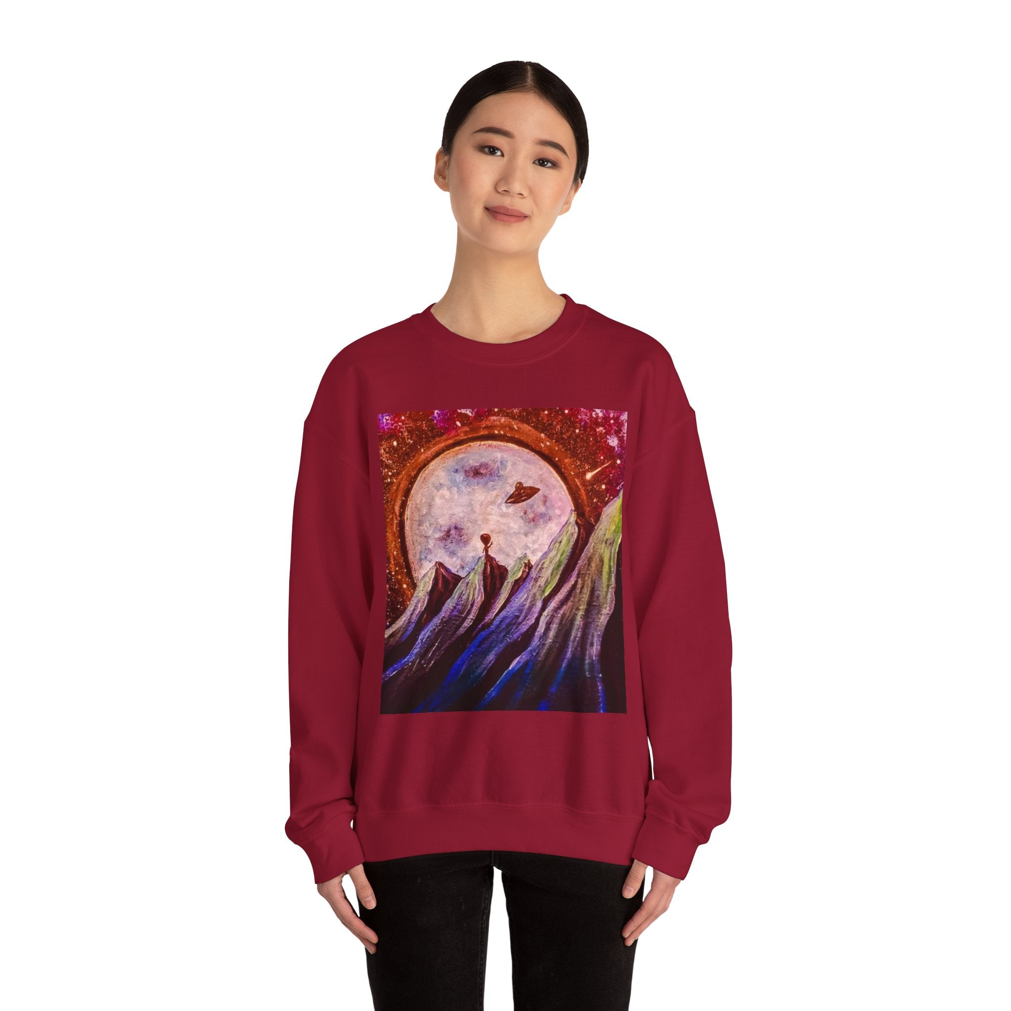 Cosmic Adventure Crewneck Sweatshirt - Unisex Heavy Blend, Galaxy Art, Starry Night Fashion, Space Lover Gift, Cozy Casual Wear